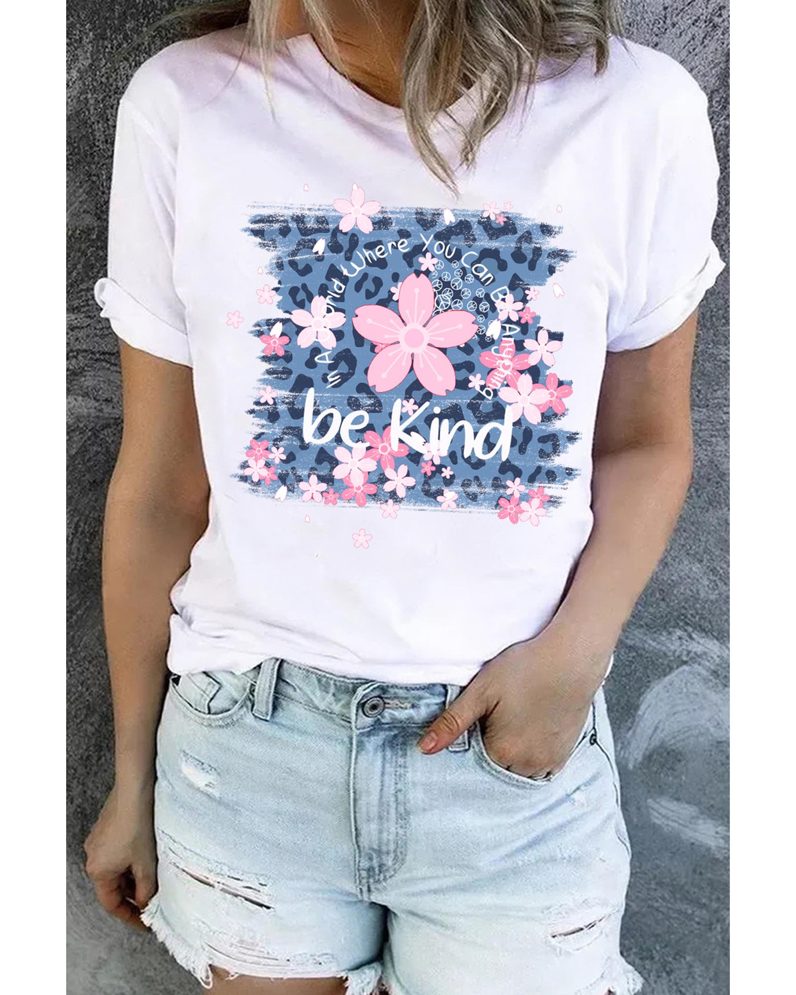 V539-AZEXDC25216667-1-M-202508260110-00 Azura Exchange Cherry Blossoms Leopard Print T-Shirt - M - Image 1