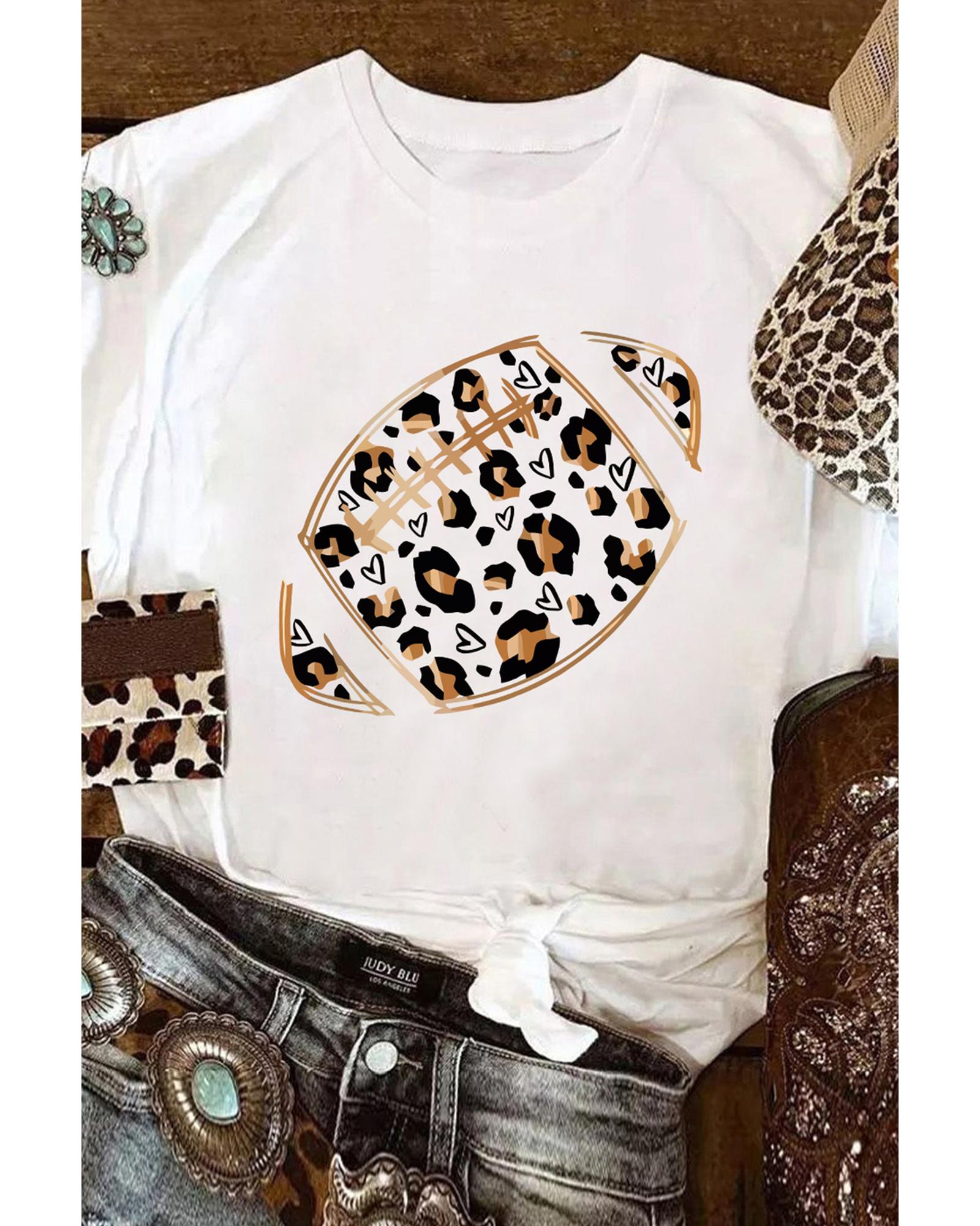 V539-AZEXDC25218365-1-S-165550-00 Azura Exchange Leopard Heart Shape Rugby Print T-Shirt - S - Image 1