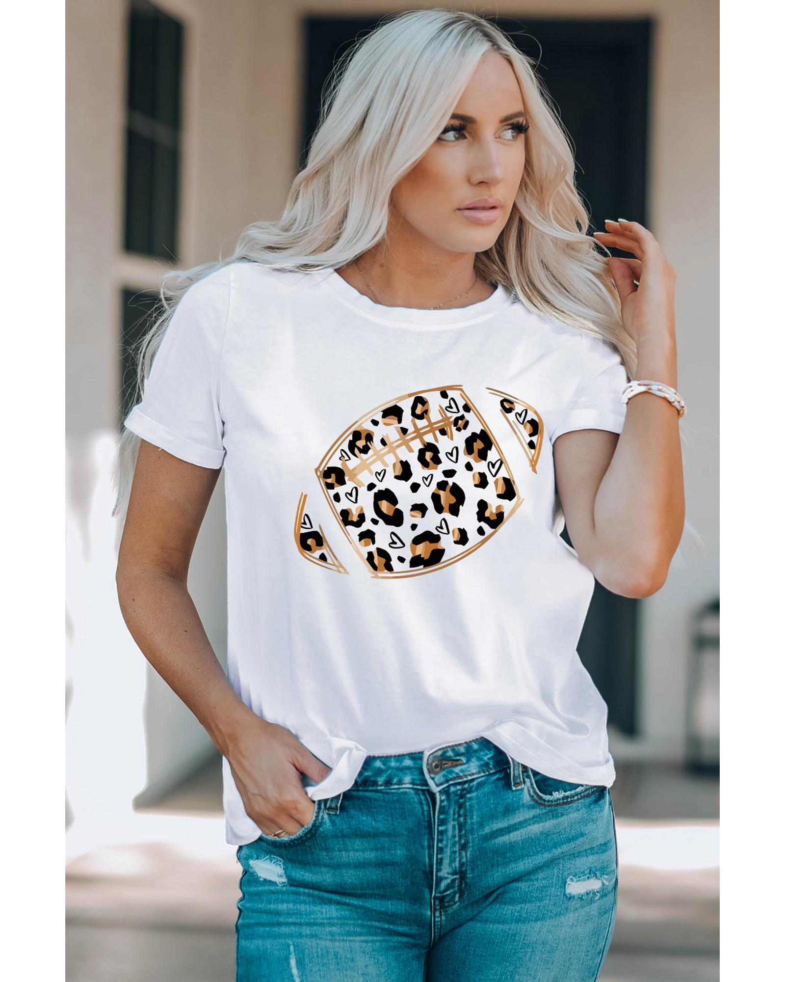V539-AZEXDC25218365-1-XL-202508260020-00 Azura Exchange Leopard Heart Shape Rugby Print T-Shirt - XL - Image 1