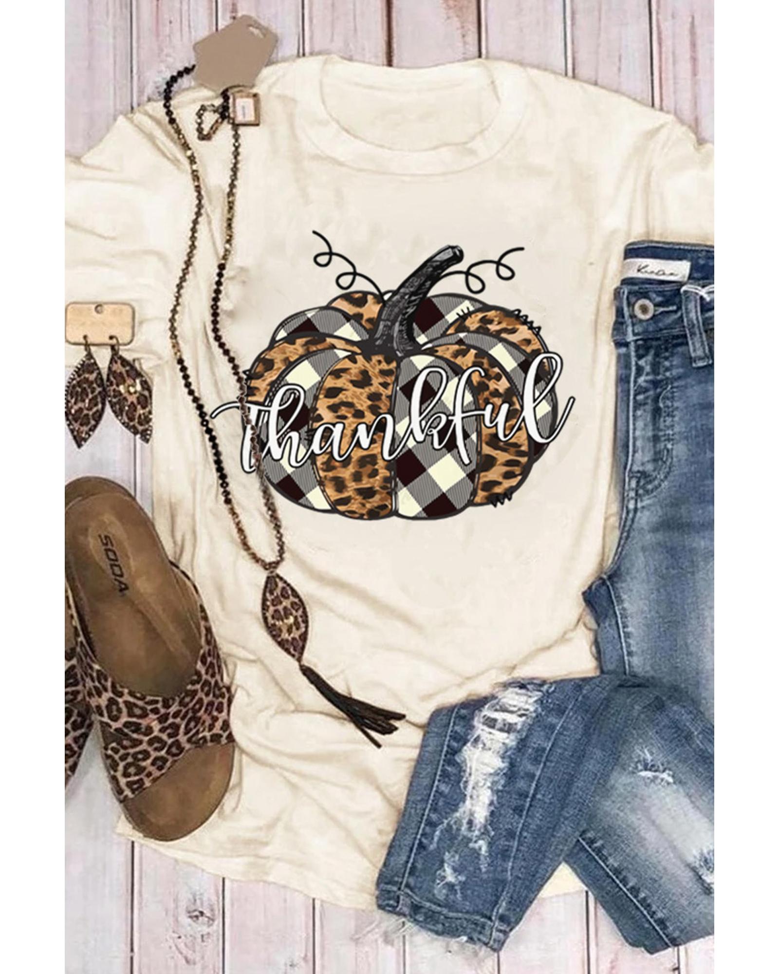 V539-AZEXDC25218990-16-XL-202508251910-00 Azura Exchange Thankful Pumpkin Plaid Print Graphic Tee - XL - Image 1