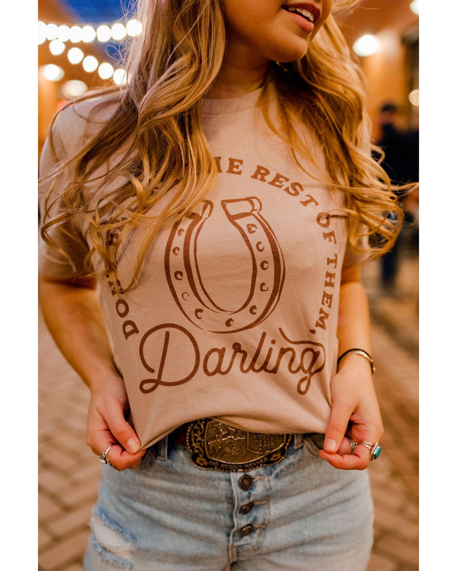 V539-AZEXDC25219495-16-S-164379-00 Azura Exchange Darling Letter Graphic Print T-Shirt - S - Image 1