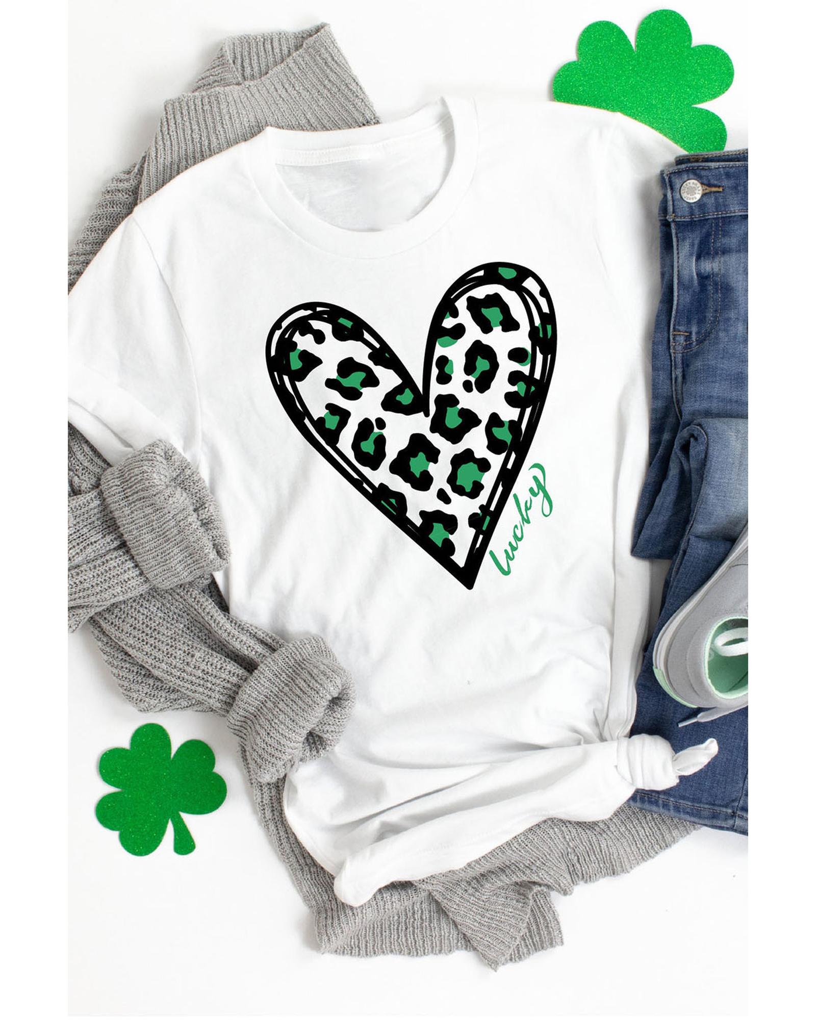 V539-AZEXDC25219751-1-S-202508260720-00 Azura Exchange Leopard Heart Print St Patricks Day T Shirt - S - Image 1