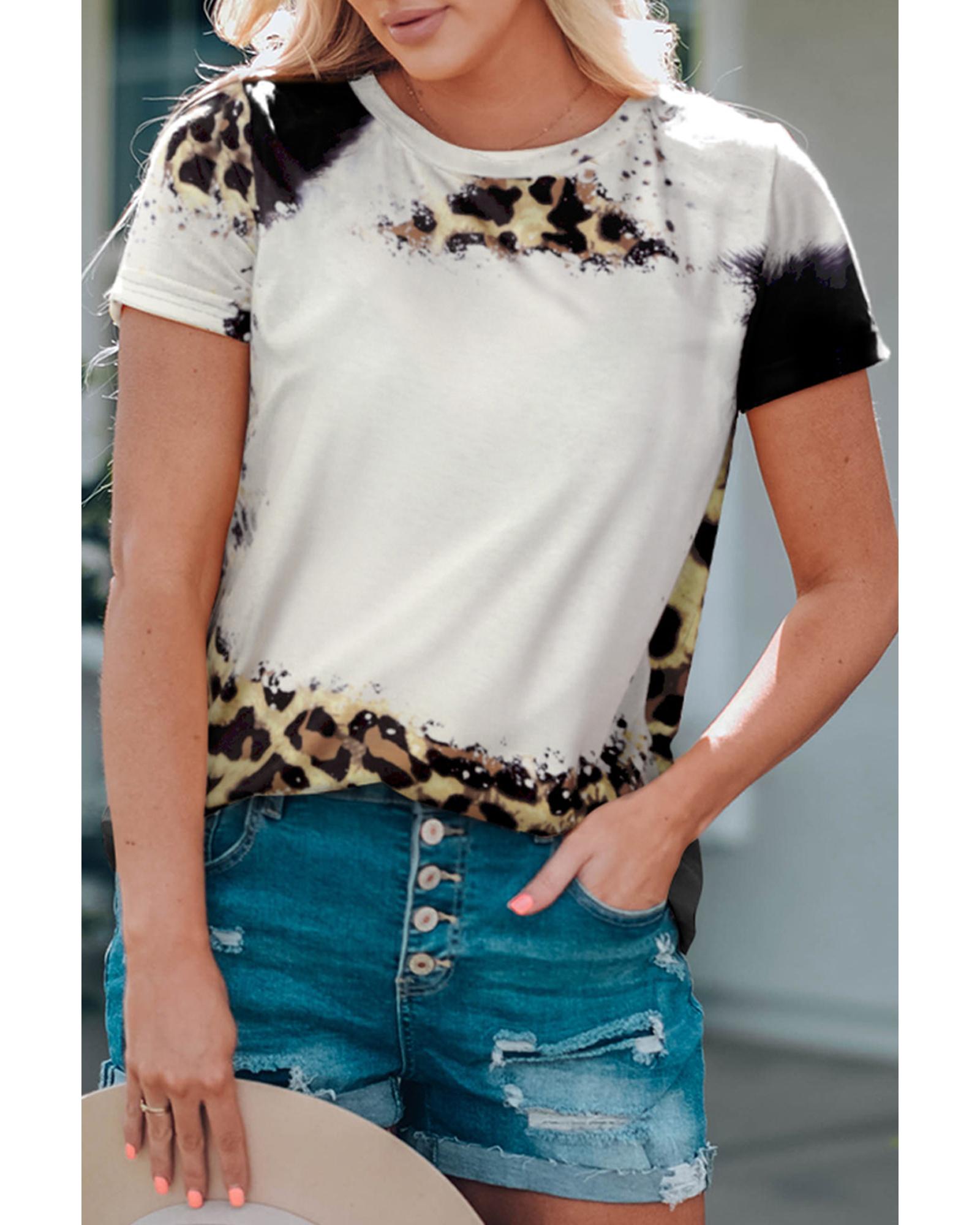 V539-AZEXDC25219913-20-S-162008-00 Azura Exchange Leopard Short Sleeve Top - S - Image 1