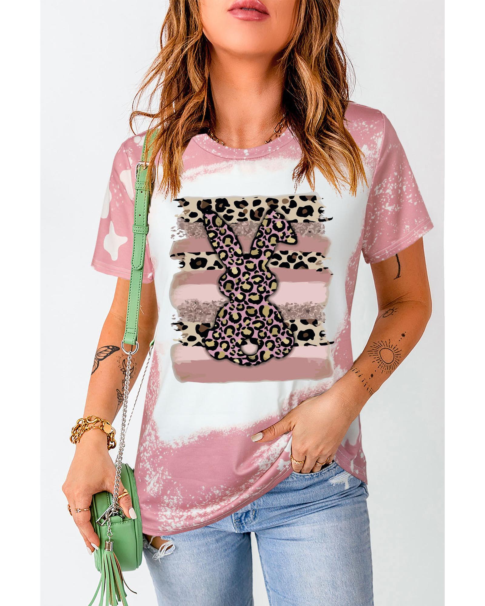 V539-AZEXDC25220048-10-XL-202508271015-00 Azura Exchange Leopard Rabbit Tie Dye Graphic T-Shirt - XL - Image 1