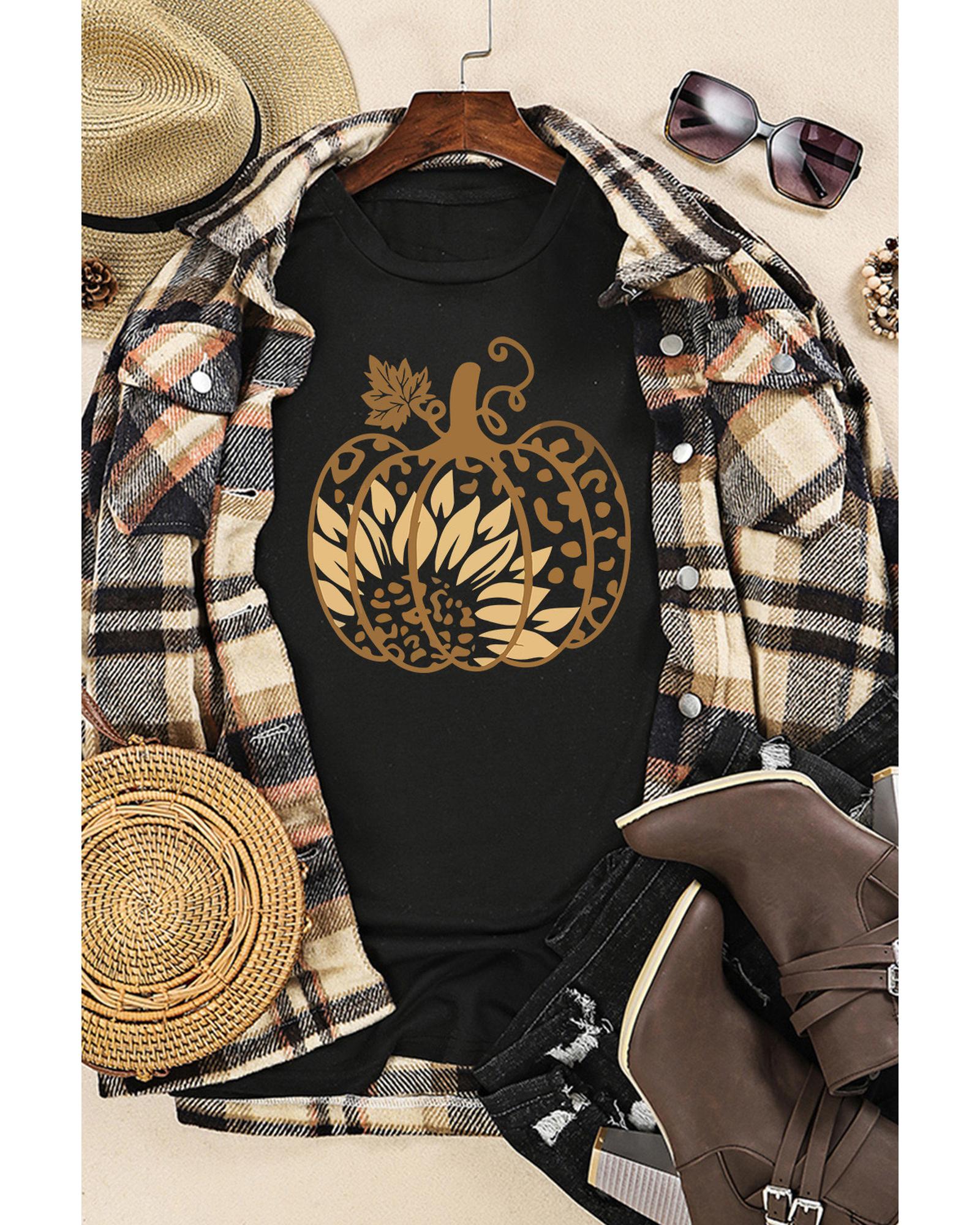 V539-AZEXDC25222703-2-L-202508262110-00 Azura Exchange Halloween Sunflower Pumpkin Graphic Tee - L - Image 1