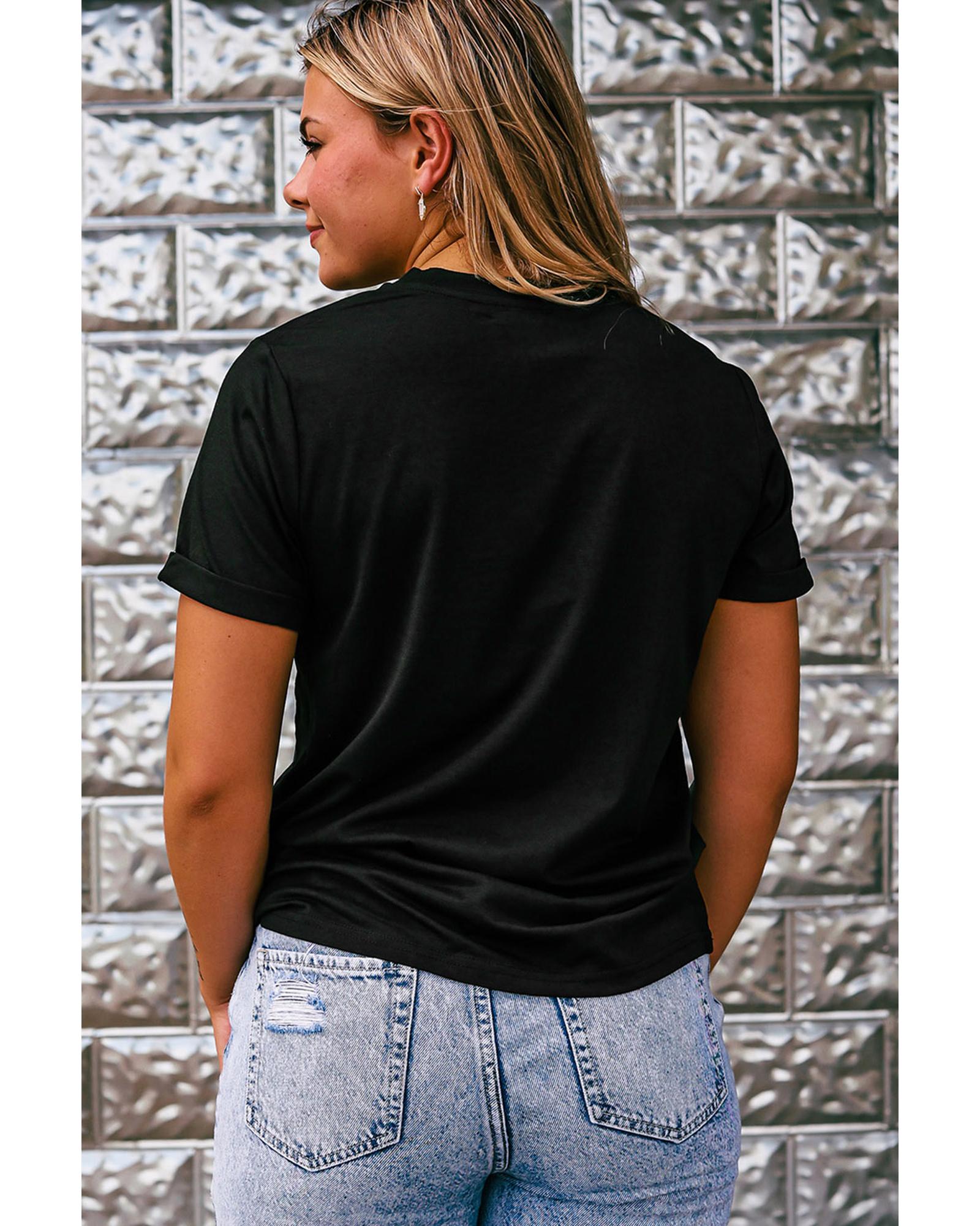 V539-AZEXDC25222793-2-XL-202508271535-00 Black Food Lovers Slogan Graphic T Shirt - XL - Image 1