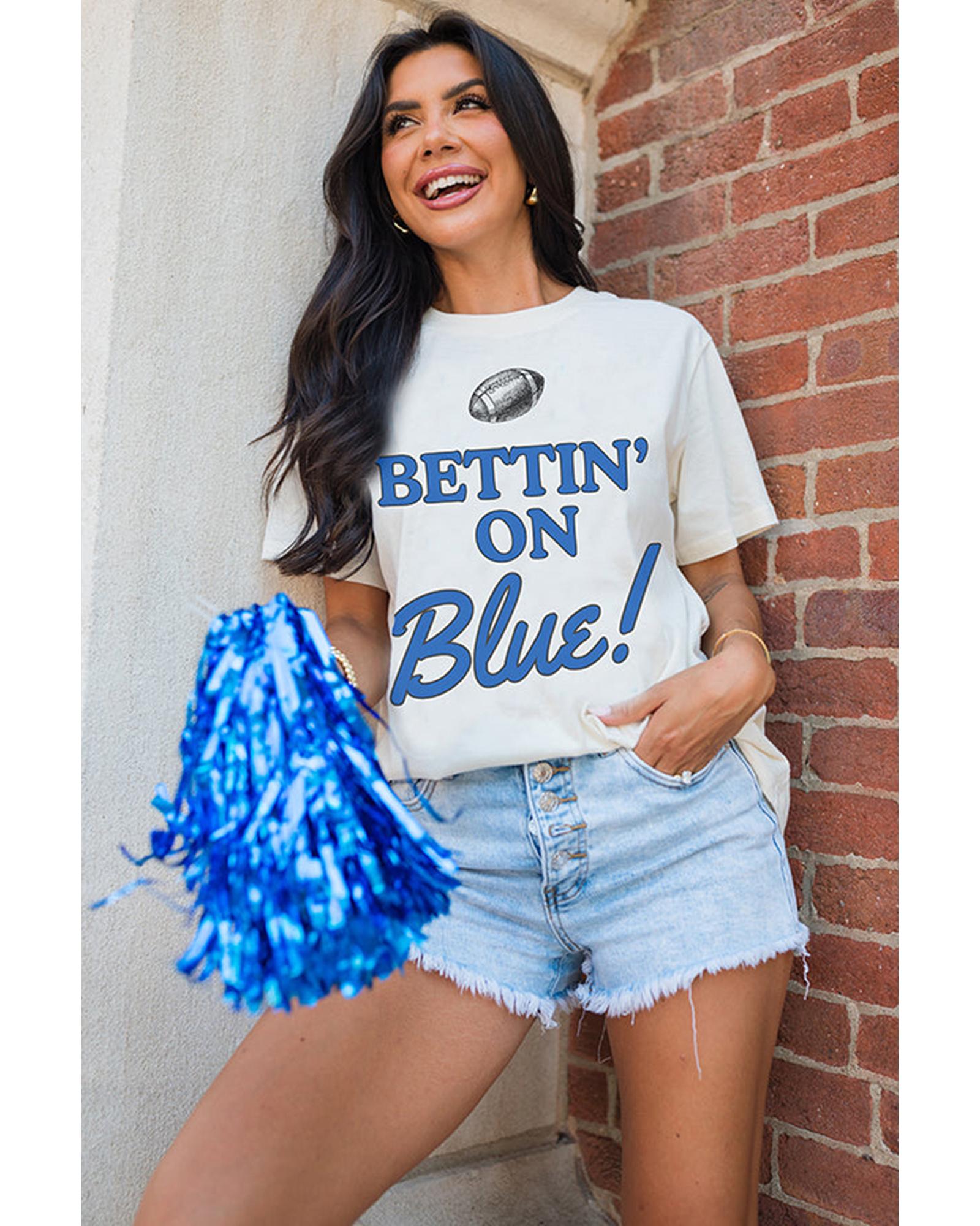 V539-AZEXDC25226699-1-XL-202508271515-00 White Rugby Football BETTIN ON Blue Graphic Crewneck T Shirt - XL - Image 1