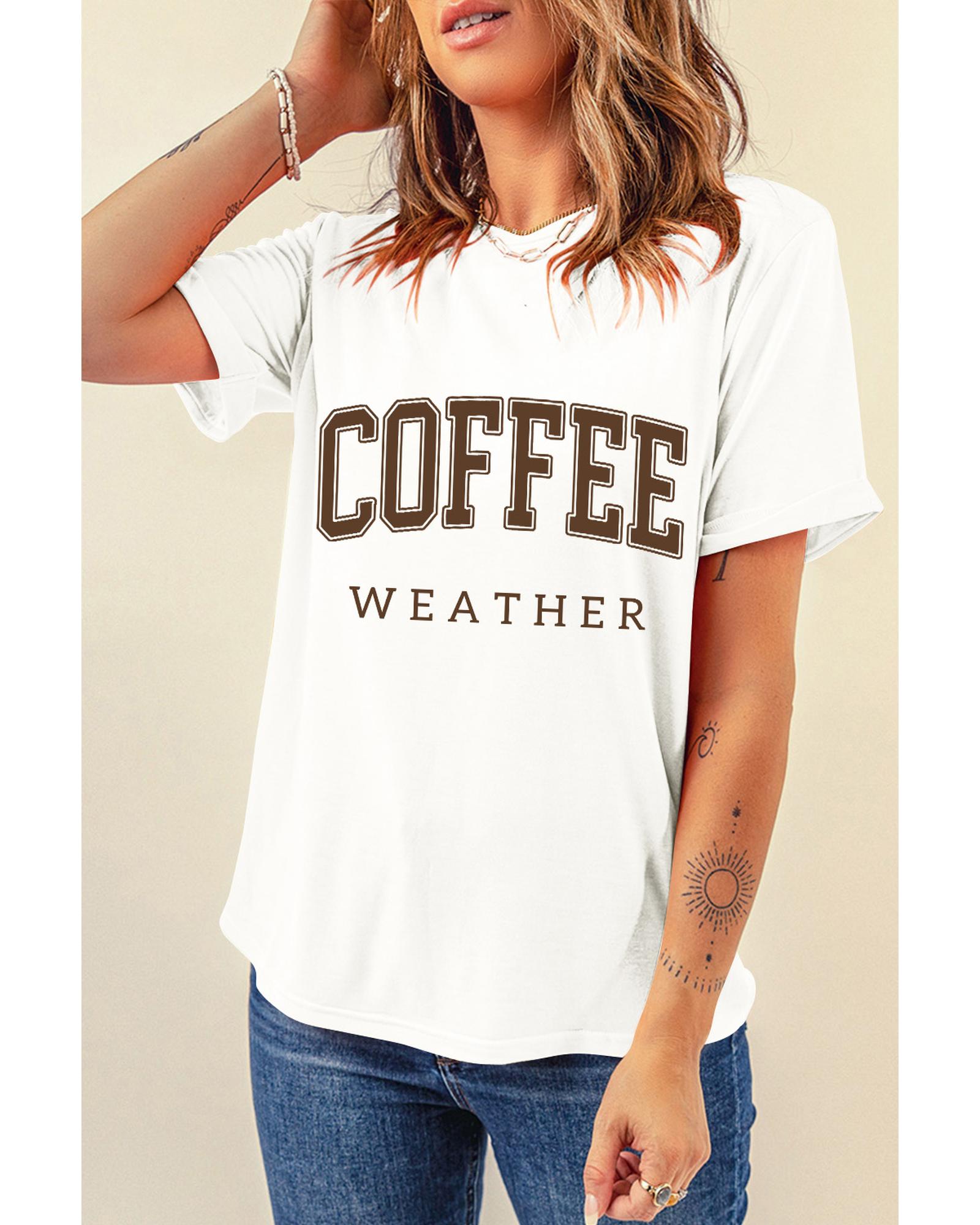 V539-AZEXDC25226980-1-3XL-202508291520-00 White COFFEE WEATHER Round Neck Graphic T Shirt - 3XL - Image 1