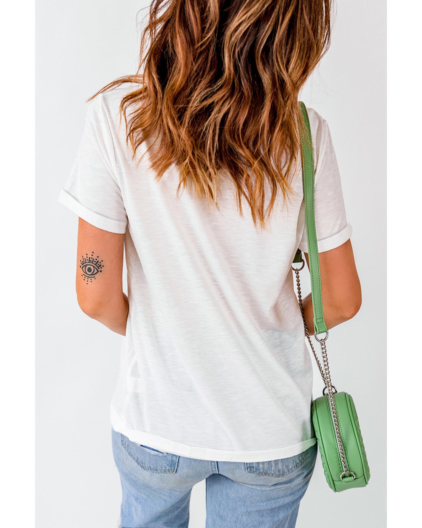 V539-AZEXDC25227416-1-XL-202508291920-00 White Christmas Bowknot Graphic Cotton Blend T Shirt - XL - Image 1