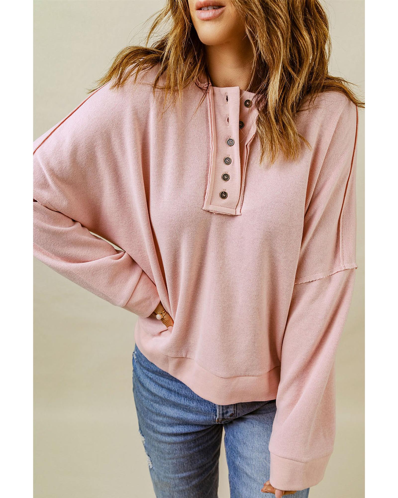 V539-AZEXDC25311940-10-XL-202508260100-00 Azura Exchange Button Solid Patchwork Trim Hoodie - XL - Image 1