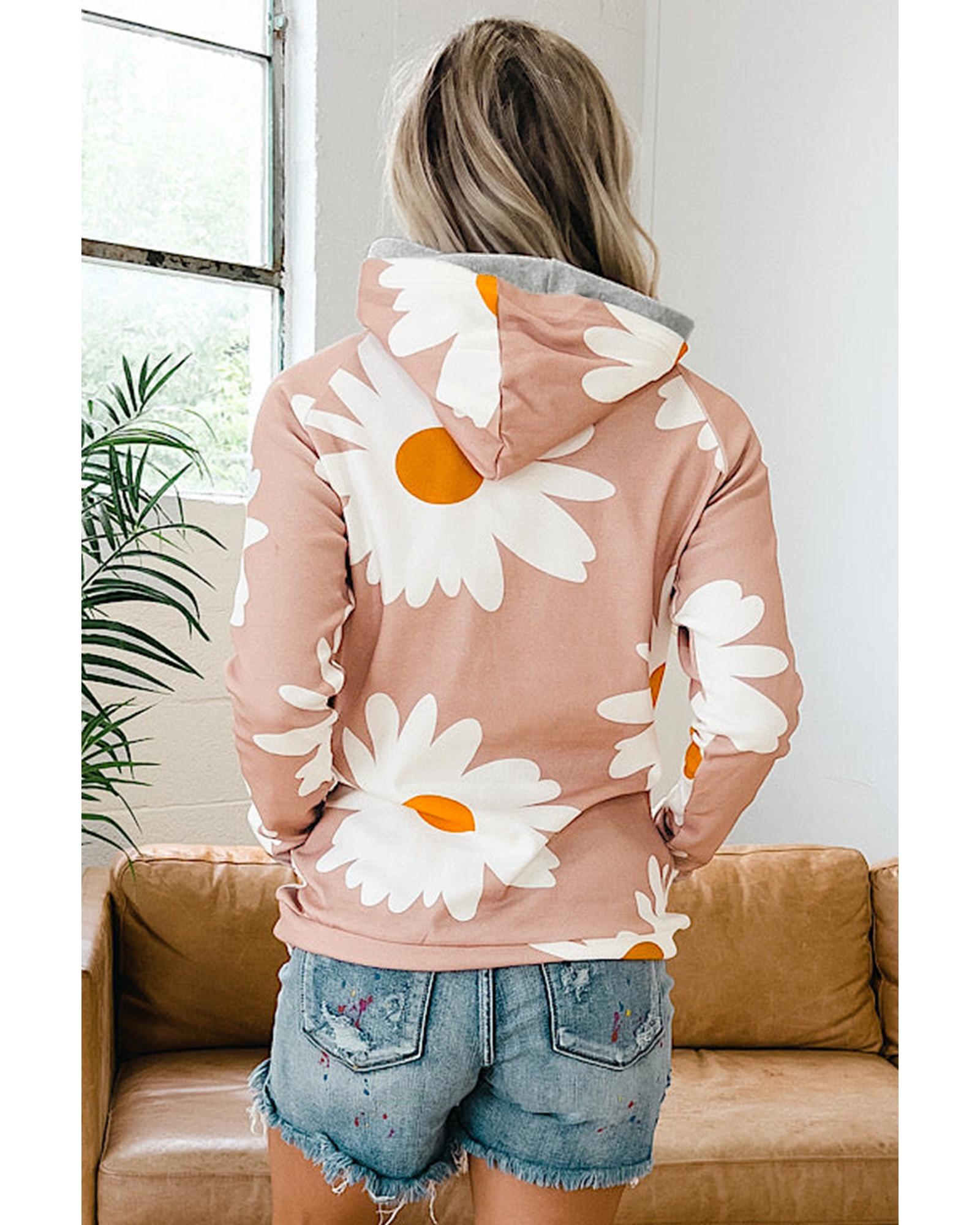 V539-AZEXDC25312258-10-M-202508291200-00 Azura Exchange Daisy Print Doublehood Sweatshirt - M - Image 1