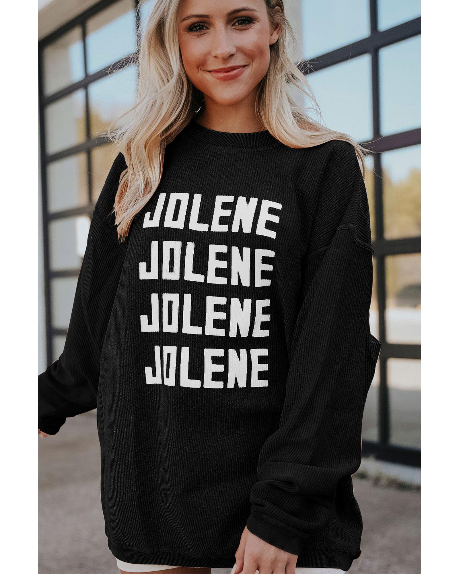 V539-AZEXDC25312934-2-L-202508272330-00 Black JOLENE Ribbed Corded Oversized Sweatshirt - L - Image 1