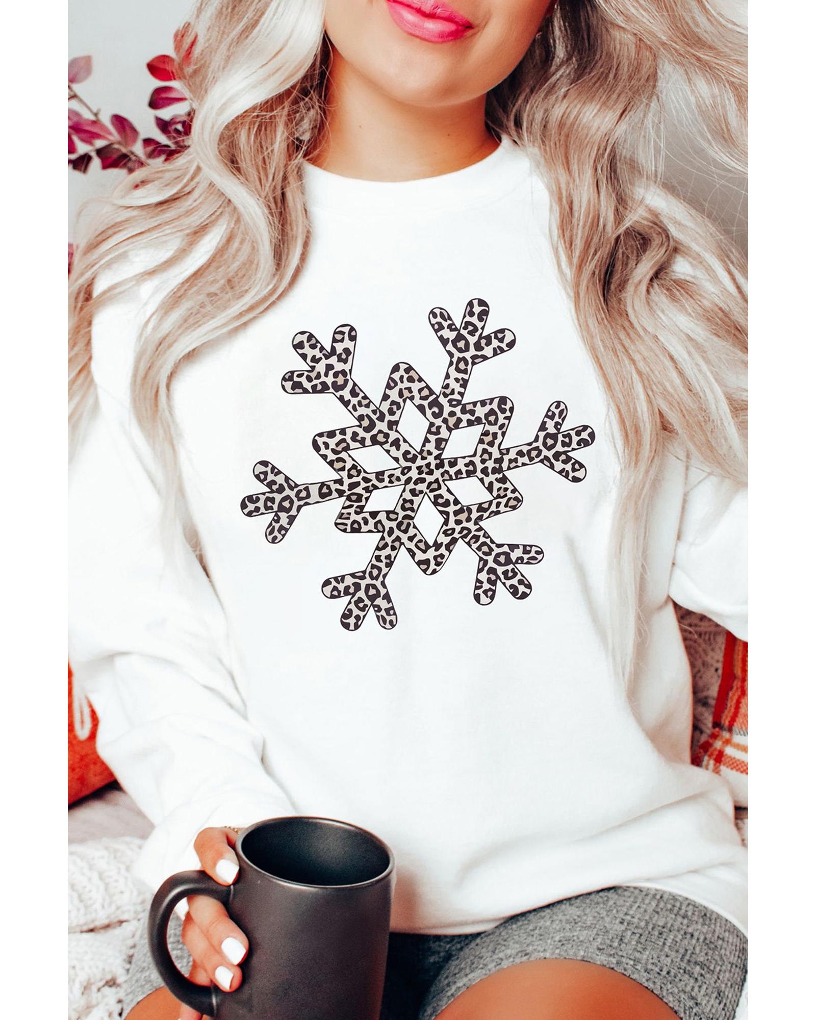 V539-AZEXDC25313964-1-S-202508252105-00 Azura Exchange Leopard Snowflake Pullover Sweatshirt - S - Image 1