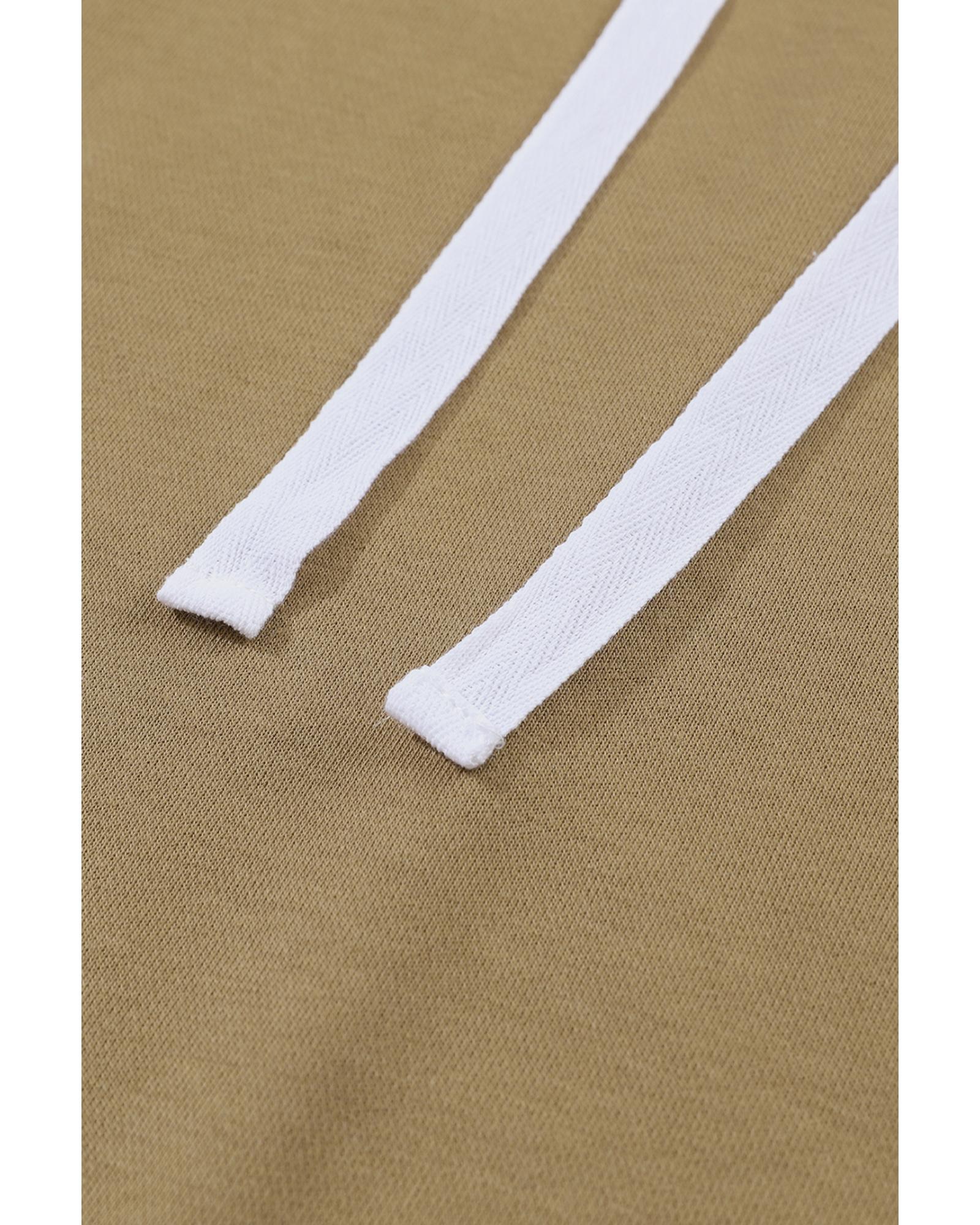 V539-AZEXDC25314685-17-S-202506122125-00 Brown Colorblock Patchwork Pullover Hoodie - S - Image 1