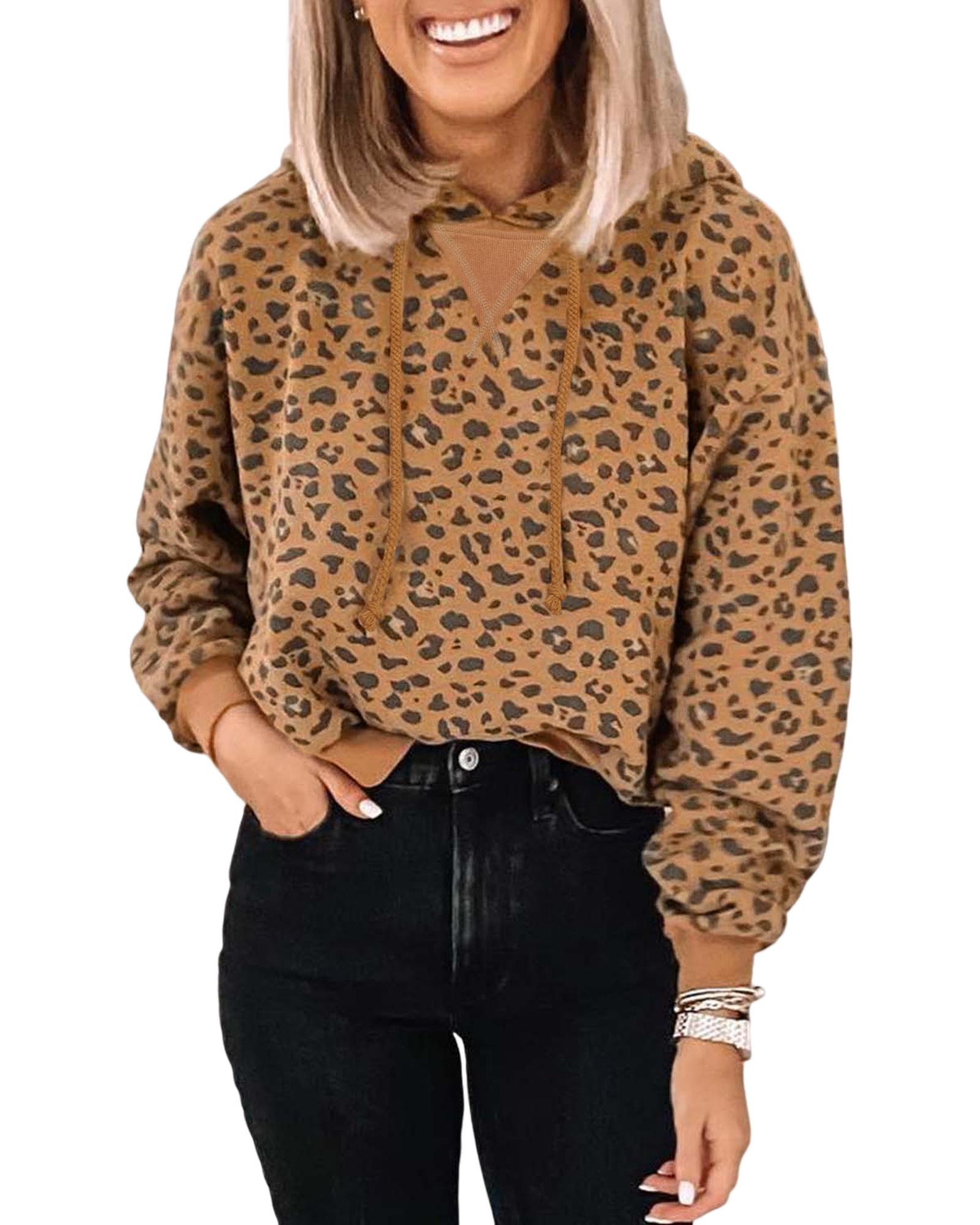 V539-AZEXDC25314803-20-XL-202508290320-00 Azura Exchange Leopard Long Sleeve Cropped Hoodie - XL - Image 1