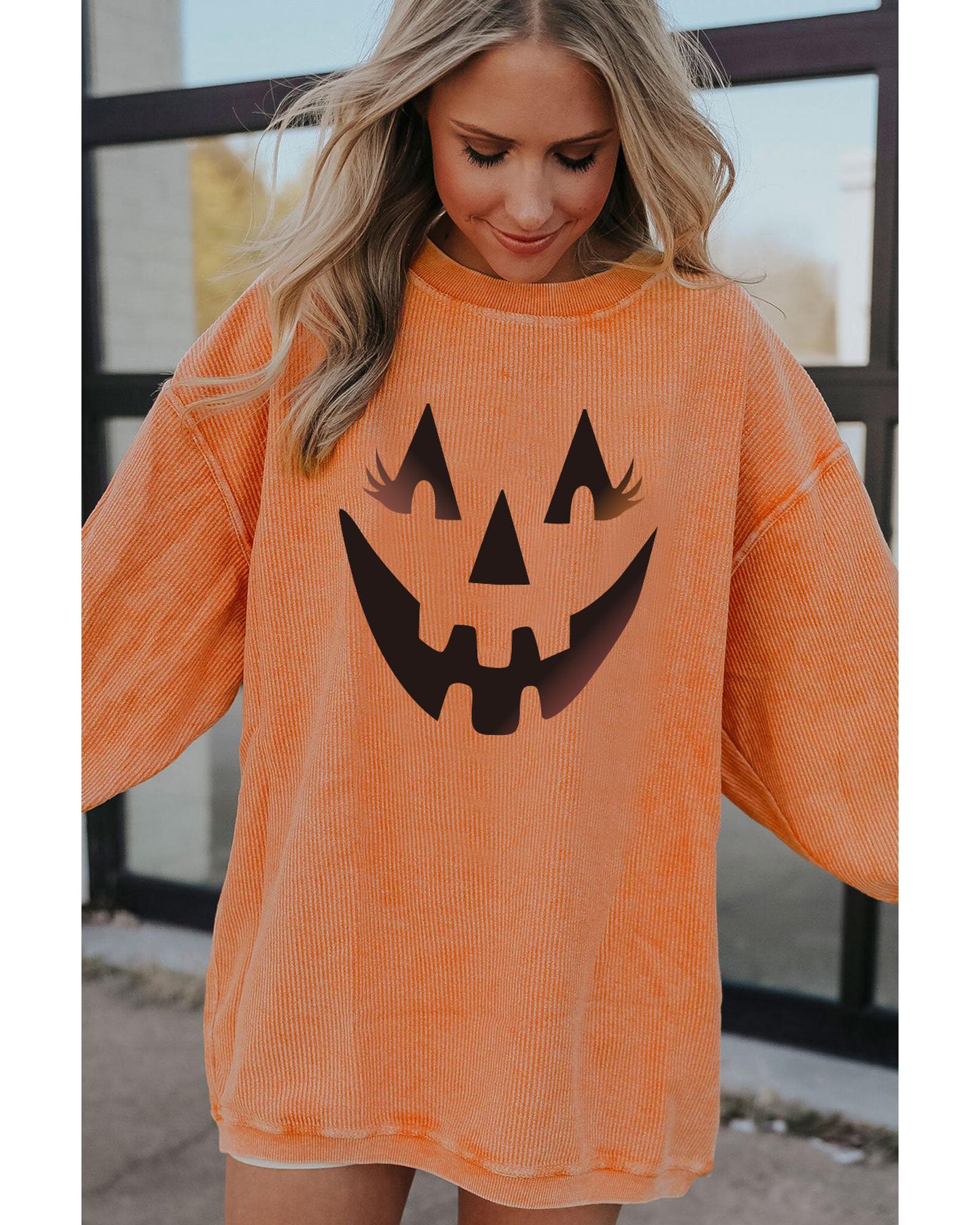 V539-AZEXDC25315302-2014-S-202508290800-00 Azura Exchange Pumpkin Smile Face Graphic Sweatshirt - S - Image 1