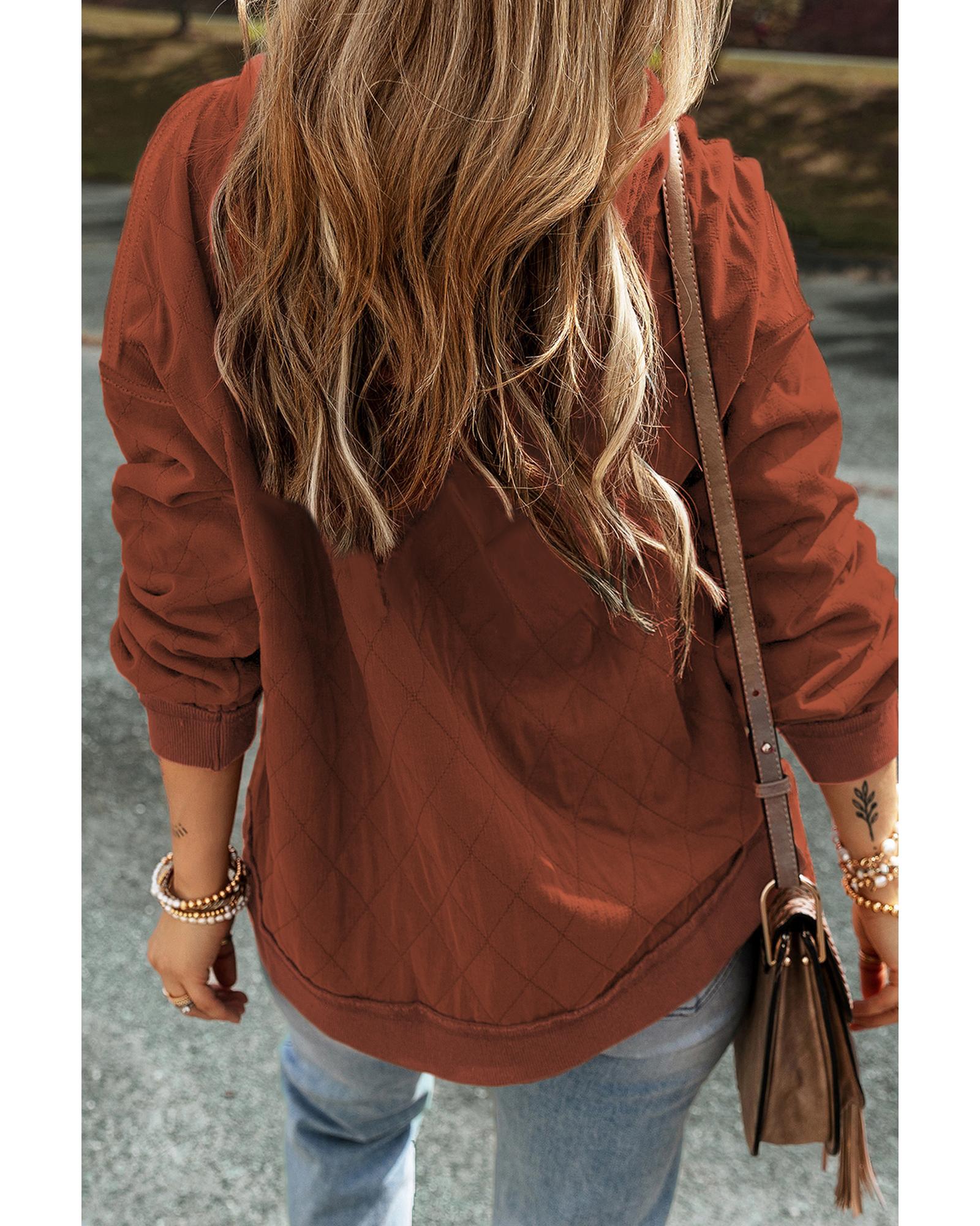 V539-AZEXDC25316272-P2017-L-202508282040-00 Chestnut Quilted Patchwork Exposed Seam Hoodie - L - Image 1