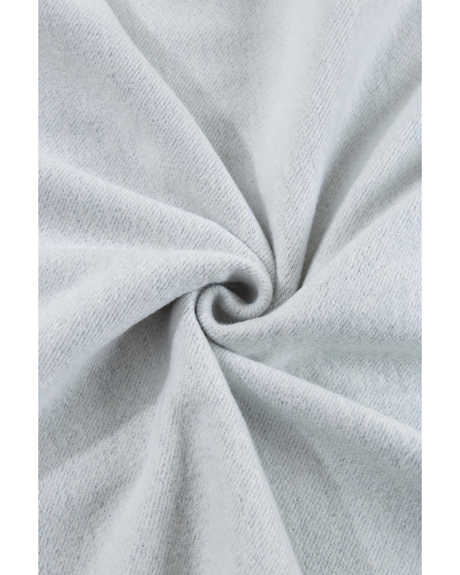 V539-AZEXDC25316626-P1011-2XL-202508271555-00 Light Grey Fleece Lined Half Zipper Kangaroo Pockets Loose Hoodie - 2XL - Image 1