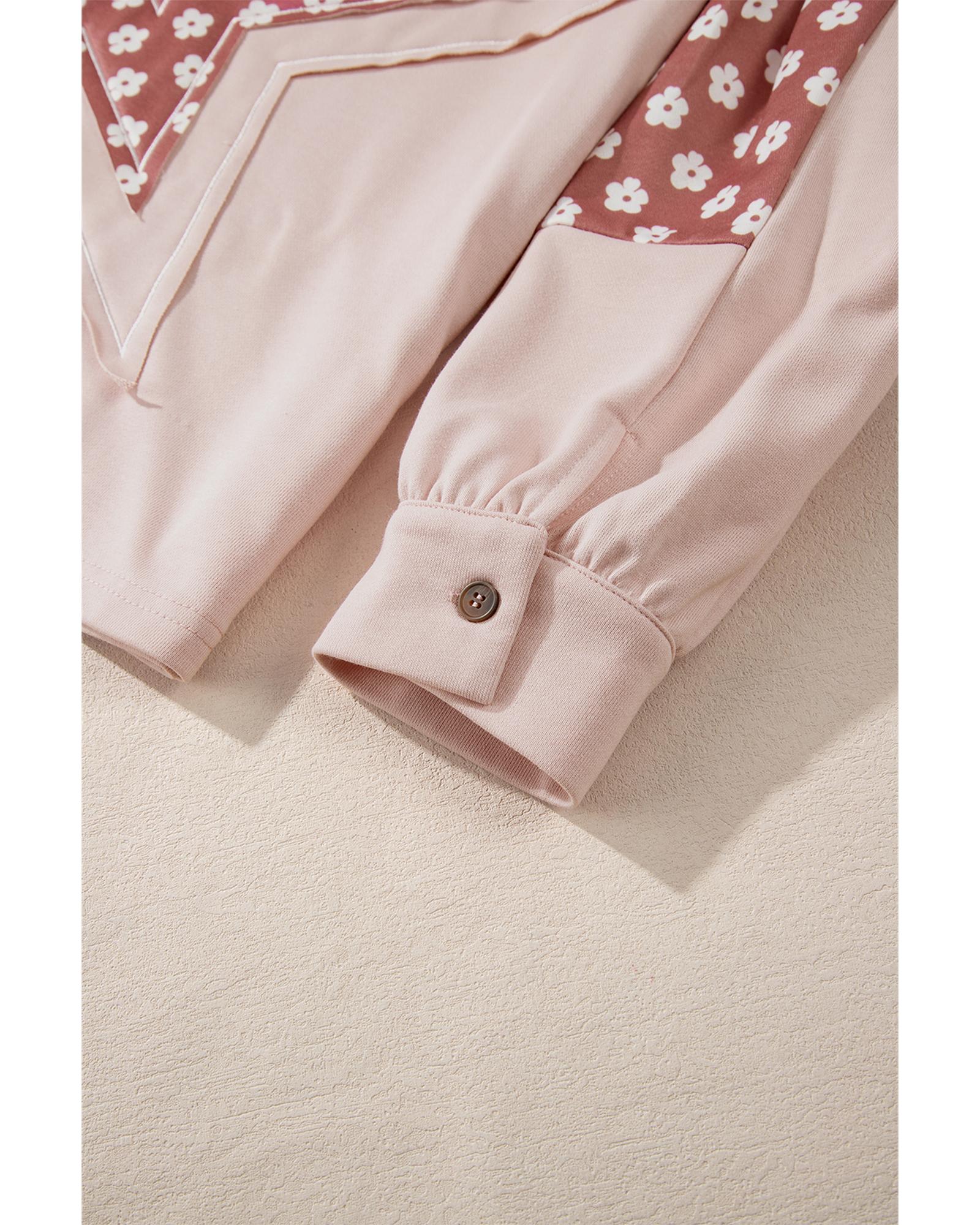 V539-AZEXDC25316979-P1210-L-202508281020-00 Delicacy Floral Patchwork Star Pattern Drawstring Hoodie - L - Image 1