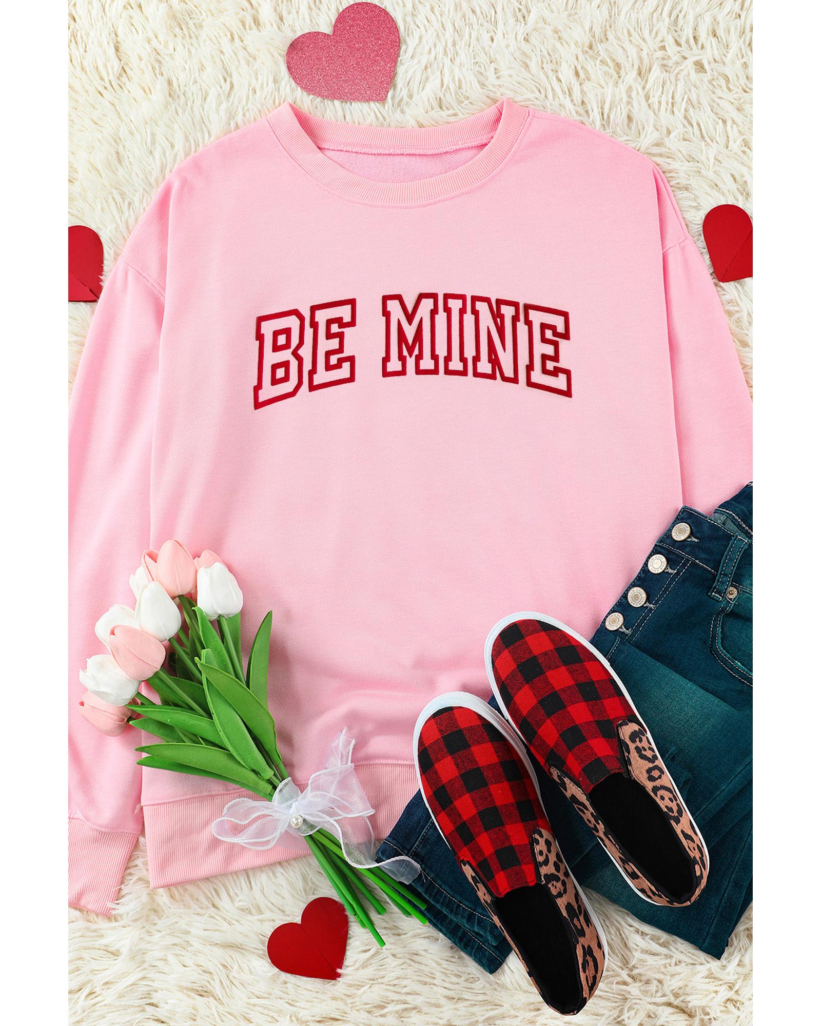 V539-AZEXDC25317161-10-XL-202508300230-00 Pink BE MINE Puff Graphic Pullover Sweatshirt - XL - Image 1
