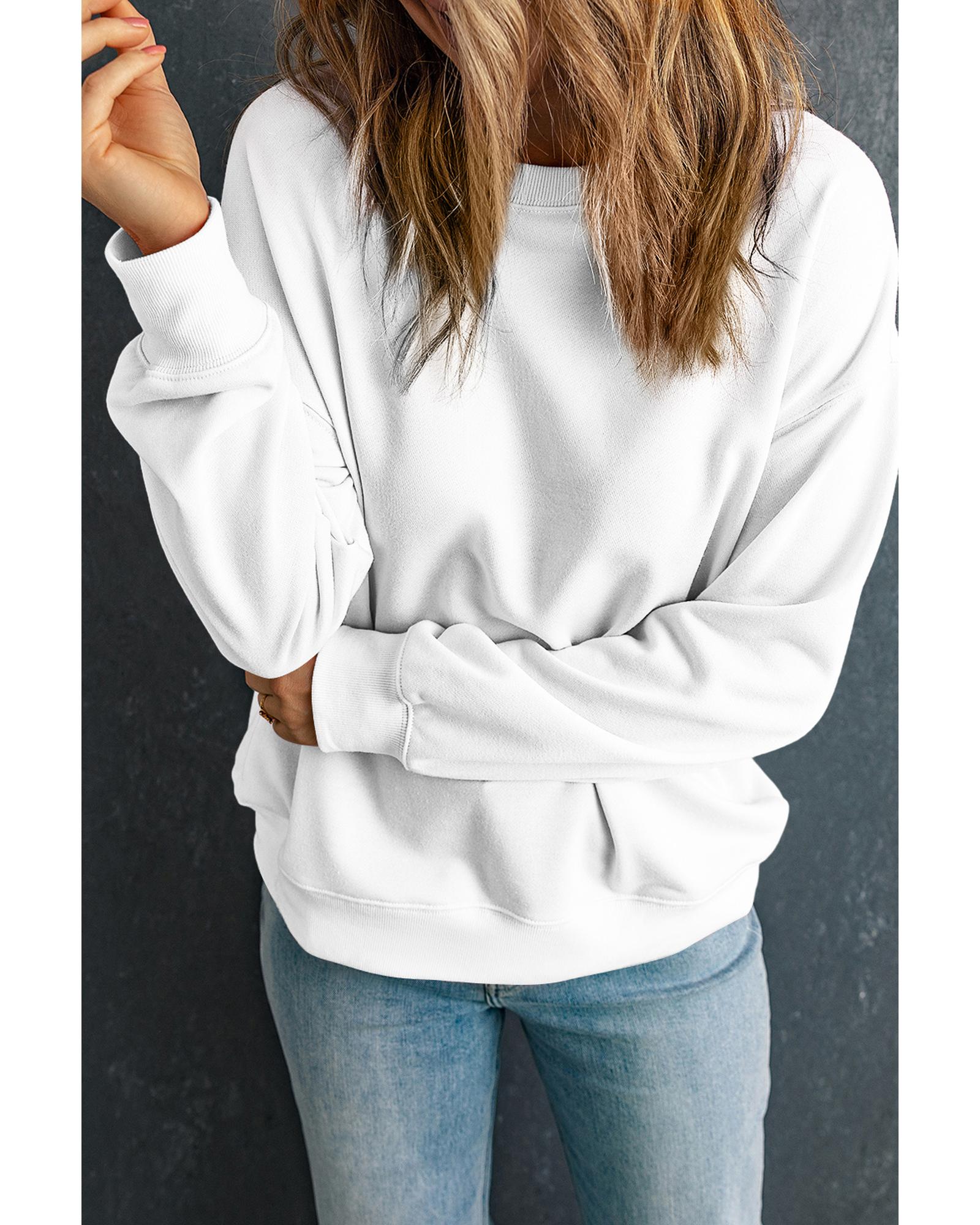 V539-AZEXDC25317184-15-L-202508292250-00 Beige Solid Classic Crewneck Pullover Sweatshirt - L - Image 1