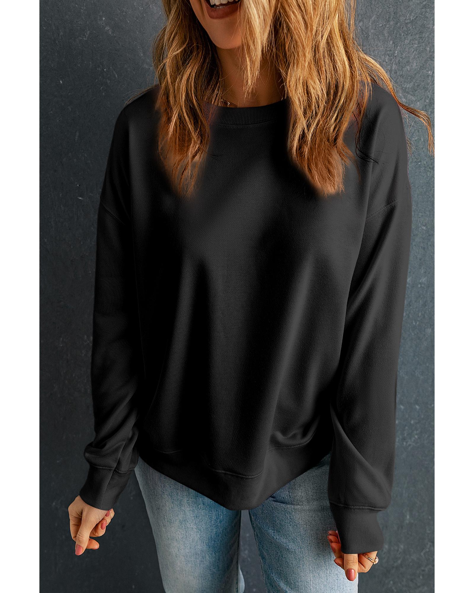 V539-AZEXDC25317184-2-XL-202508291410-00 Black Solid Classic Crewneck Pullover Sweatshirt - XL - Image 1