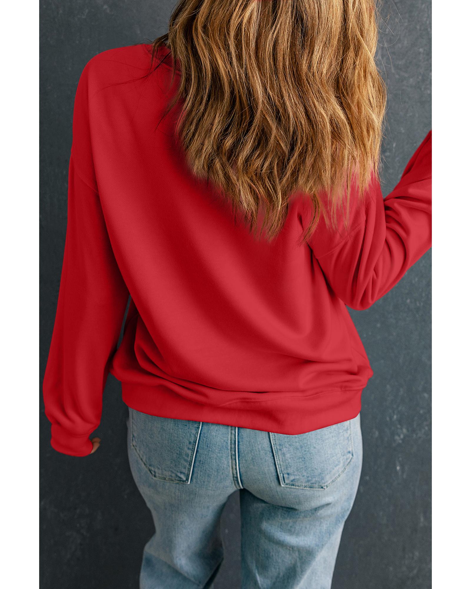 V539-AZEXDC25317184-3-M-202508292350-00 Red Solid Classic Crewneck Pullover Sweatshirt - M - Image 1