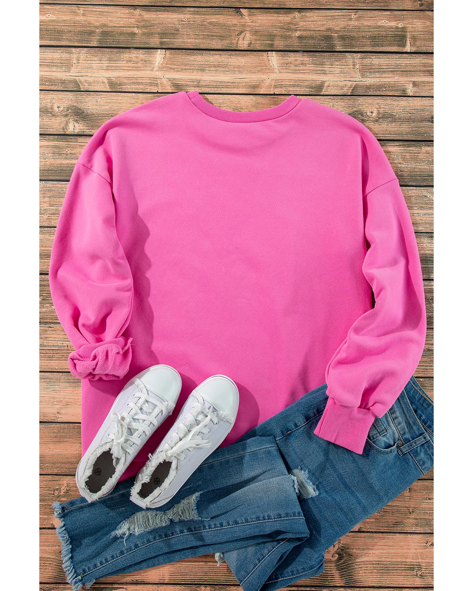 V539-AZEXDC25317234-P3010-2XL-202508281510-00 Bonbon Solid Fleece Lined Drop Shoulder High Low Sweatshirt - 2XL - Image 1