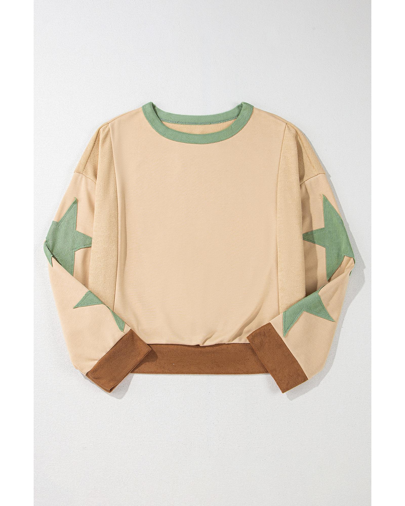 V539-AZEXDC25317479-P6016-L-202508282235-00 Parchment Star Patchwork Exposed Seam Oversized Sweatshirt - L - Image 1