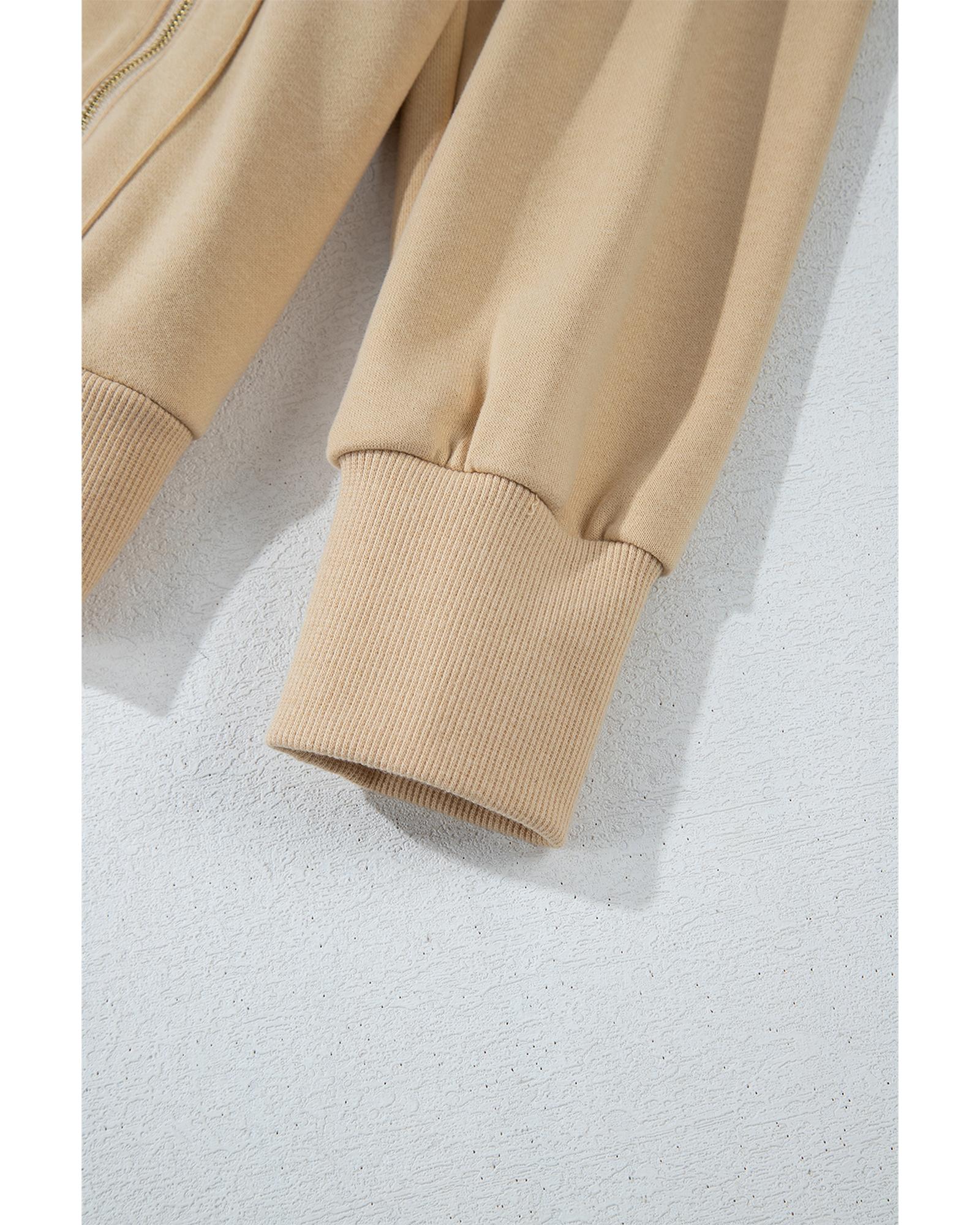 V539-AZEXDC25317733-P6016-L-202508281315-00 Parchment Zipped Pocket Cozy Drawstring Hoodie - L - Image 1