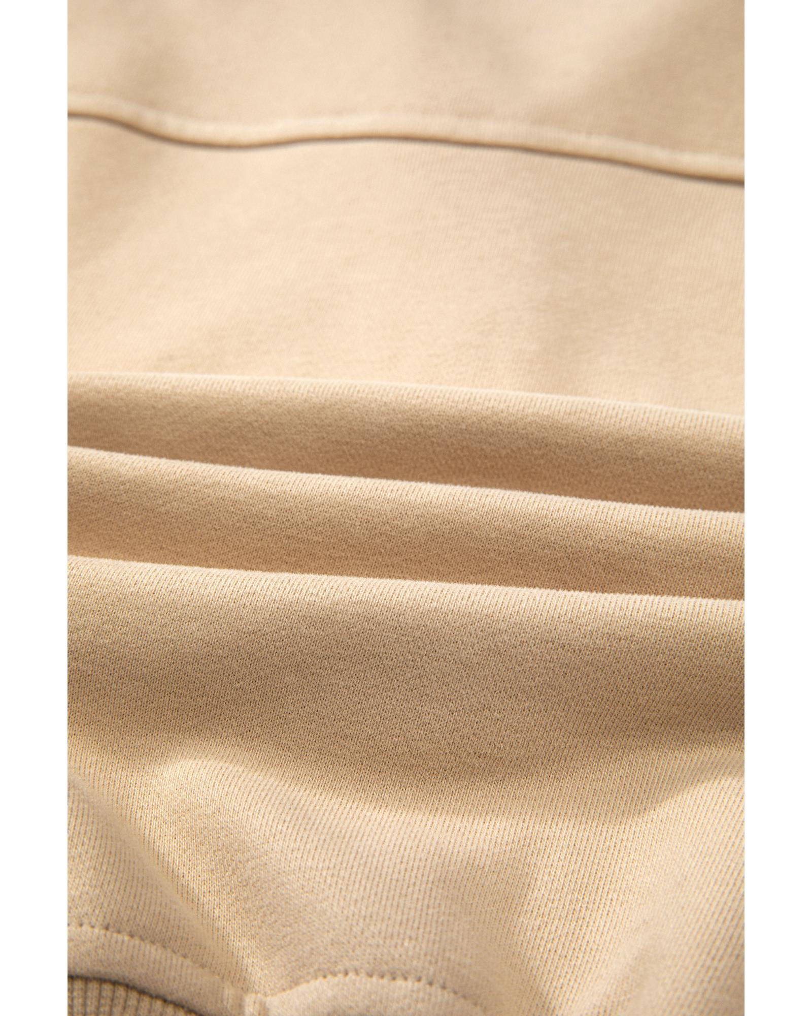 V539-AZEXDC25317835-P6016-L-202508280215-00 Parchment Quarter Zip Stand Neck Kangaroo Pocket Sweatshirt - L - Image 1