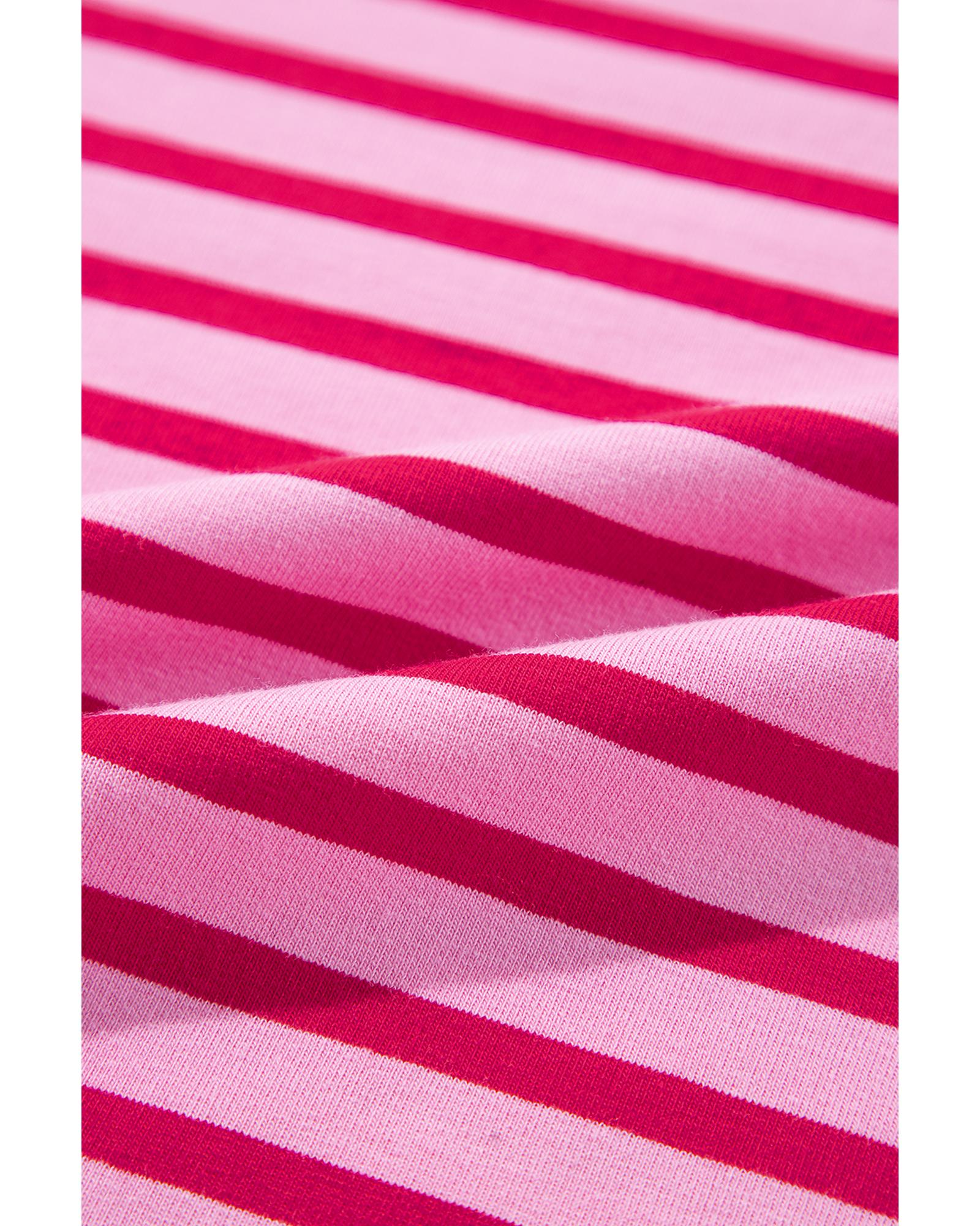 V539-AZEXDC25317968-P406-L-202508292200-00 Sachet Pink Striped Print Crew Neck Drop Shoulder Sweatshirt - L - Image 1