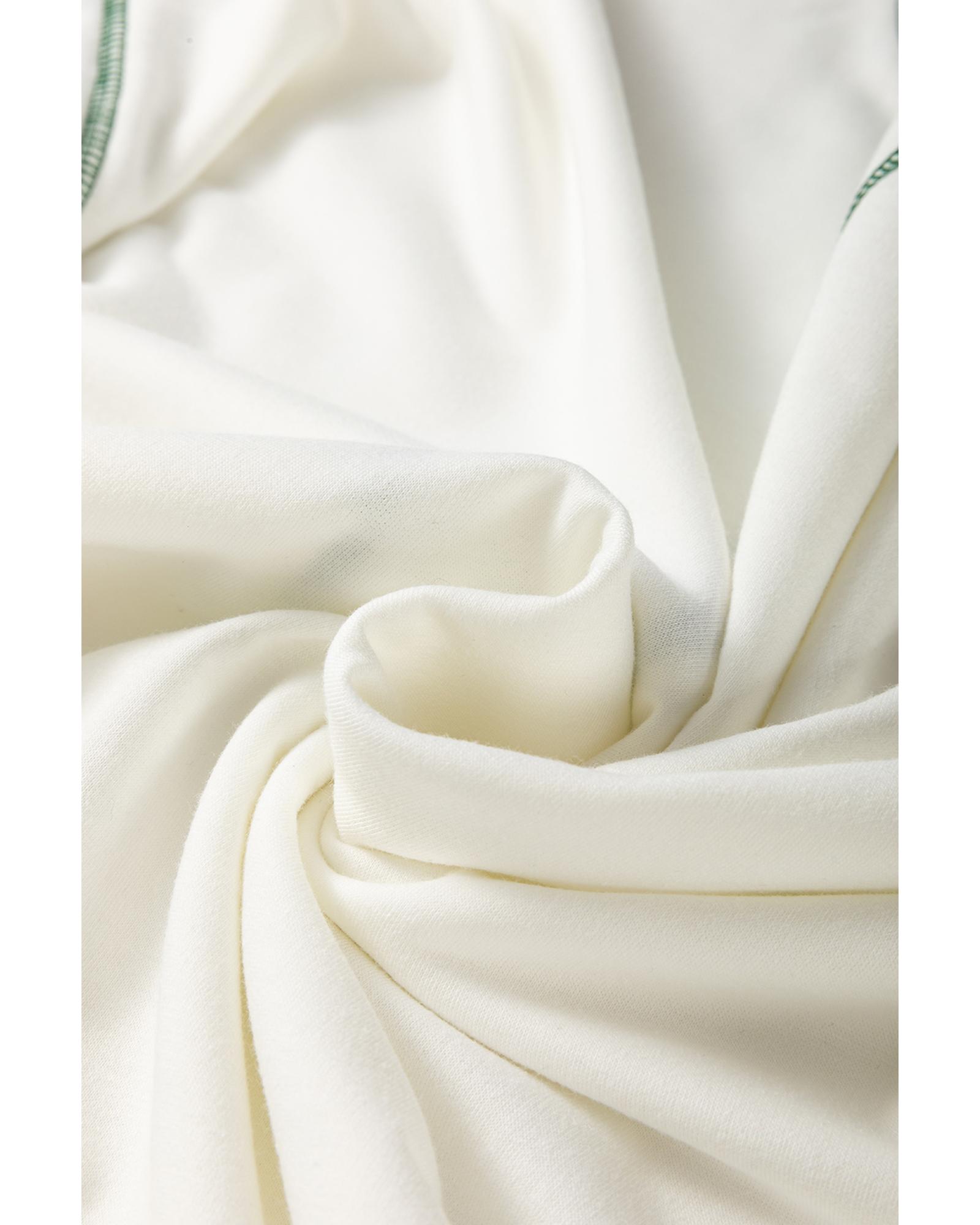 V539-AZEXDC25318384-P119-L-202508290020-00 White Stripe Colorblock Sleeve Exposed Seam Fake-2-Piece Sweatshirt - L - Image 1