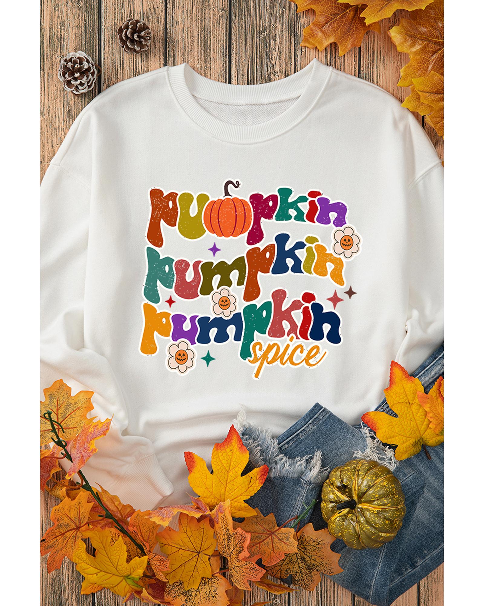 V539-AZEXDC25318427-15-2XL-202506131022-00 Beige Cute Pumpkin Spice Graphic Thanksgiving Sweatshirt - 2XL - Image 1
