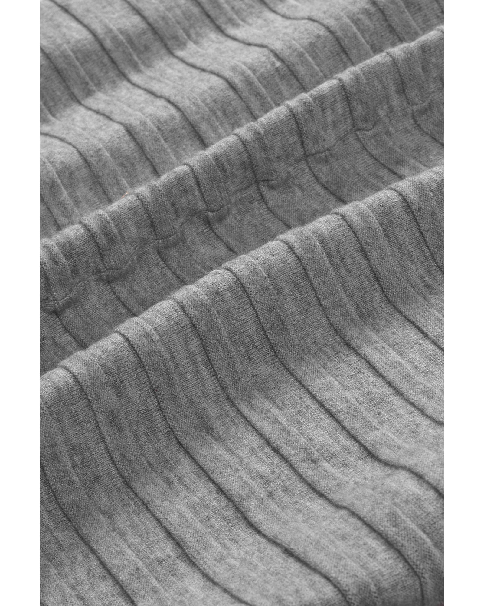 V539-AZEXDC2541255-11-L-202508290035-00 Gray Ribbed Open Front Knit Cardigan - L - Image 1