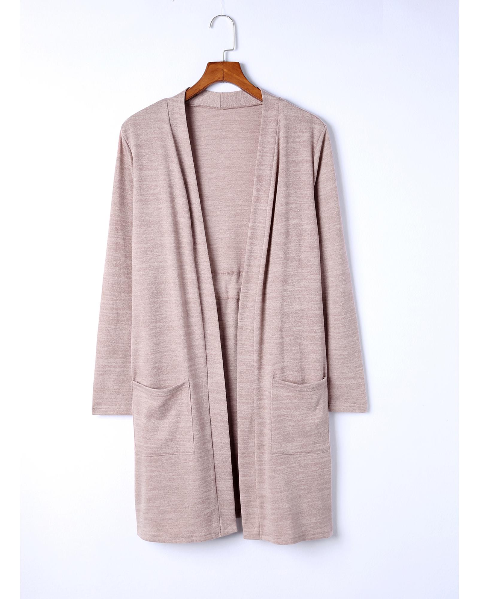 V539-AZEXDC2541586-10-XL-202508271250-00 Azura Exchange Pink Tunic Back Open Front Cardigan with Pockets - XL - Image 1