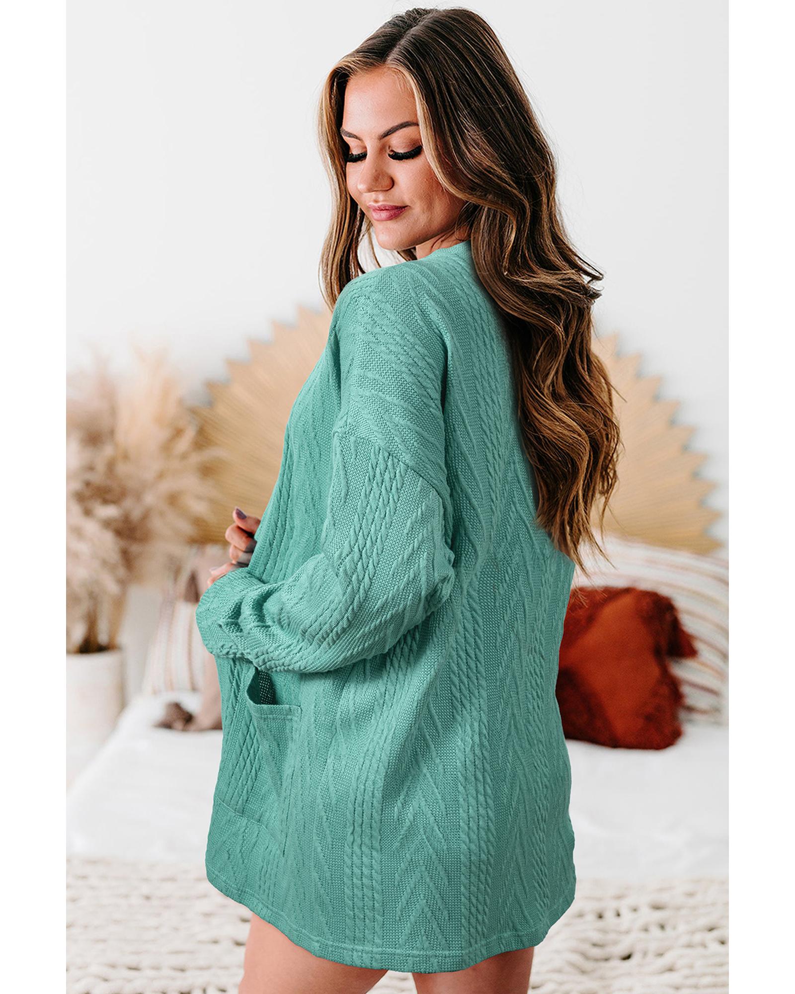 V539-AZEXDC2542505-P2609-L-202508290245-00 Canton Solid Textured Open Front Cardigan with Pocket - L - Image 1