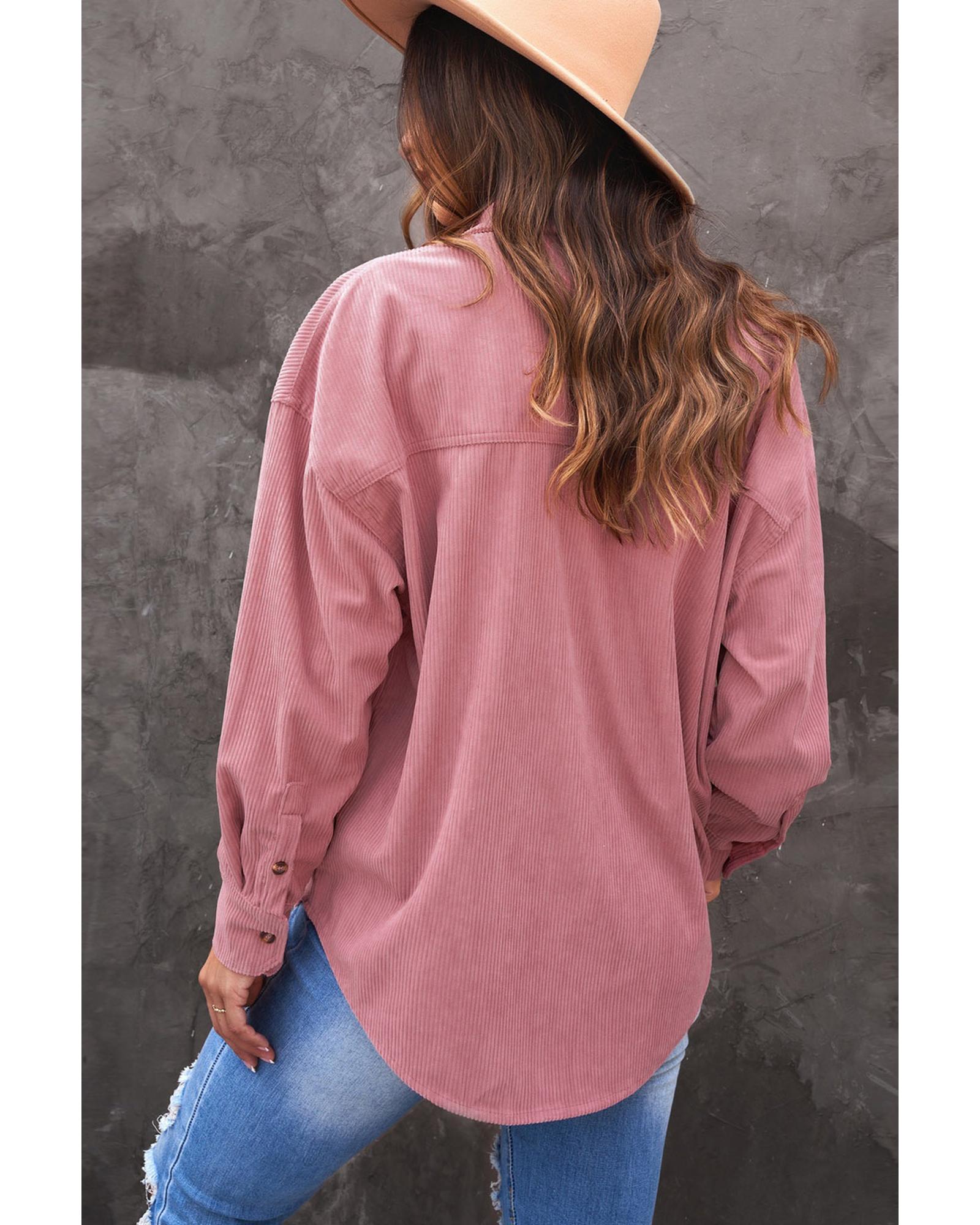 V539-AZEXDC255320-10-S-202508260855-00 Azura Exchange Button Pocket Corduroy Shirt - S - Image 1