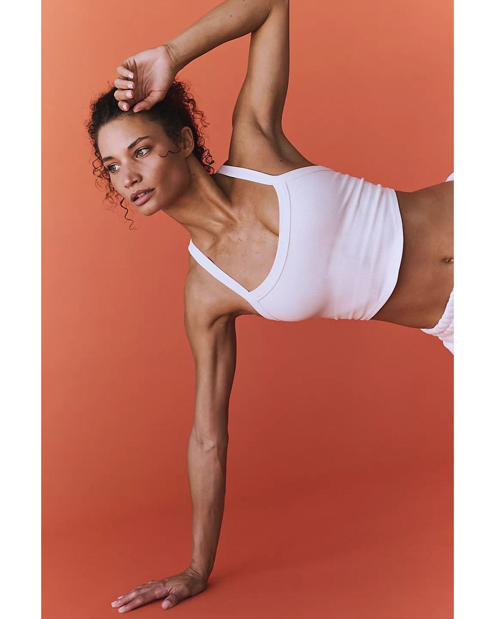 V539-AZEXDC25611826-P1-L-202506131731-00 White Athletic Ribbed Cropped Cami Top - L - Image 1