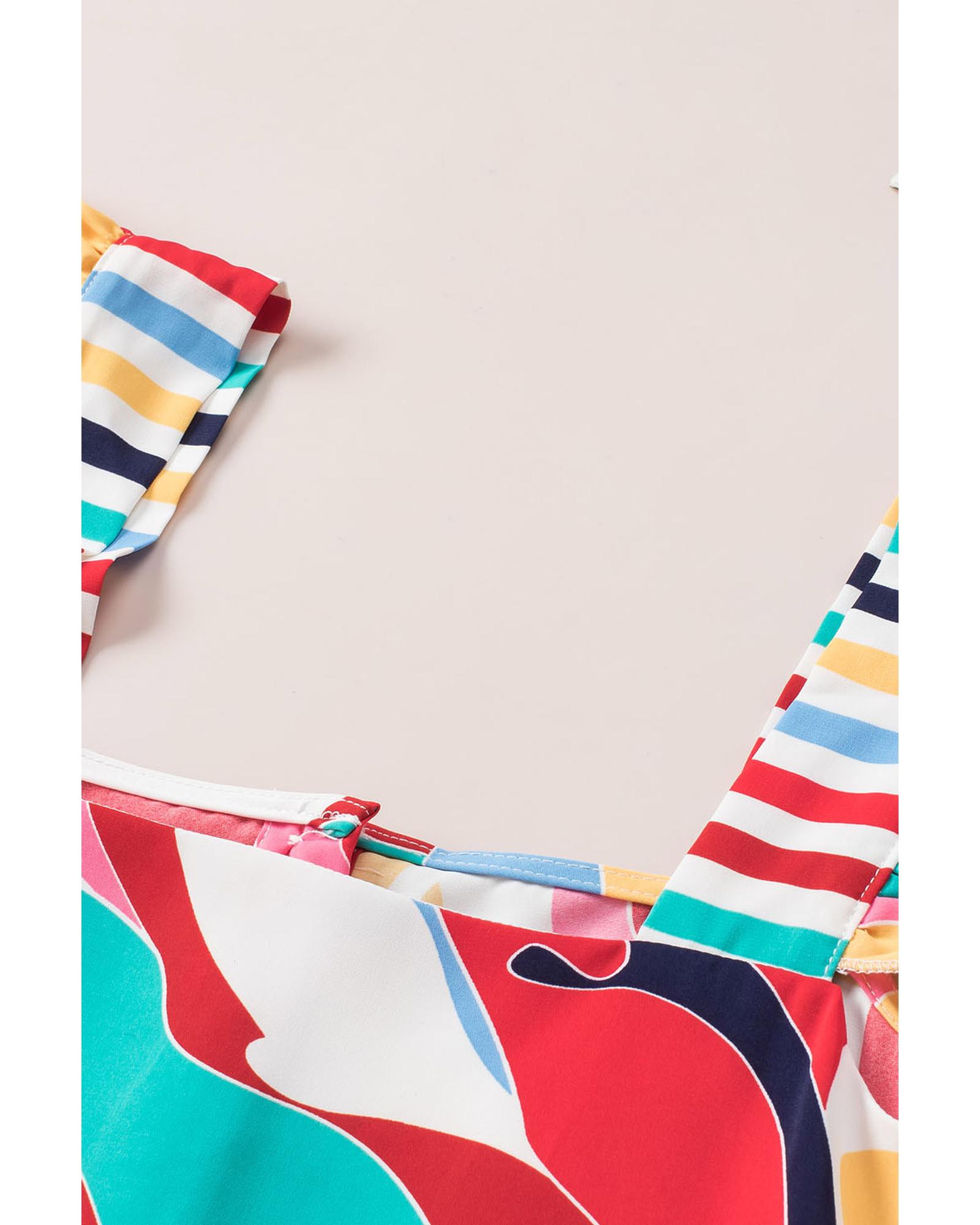 V539-AZEXDC2569422-22-L-202508280640-00 Multicolor Square Neck Abstract Print Tank Top - L - Image 1