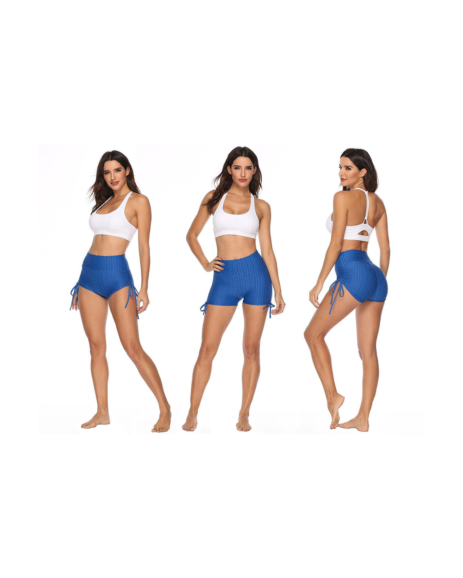 V539-AZEXDC26089-5-XL-202508291605-00 Blue Butt Lifting High Waist Yoga Shorts - XL - Image 1