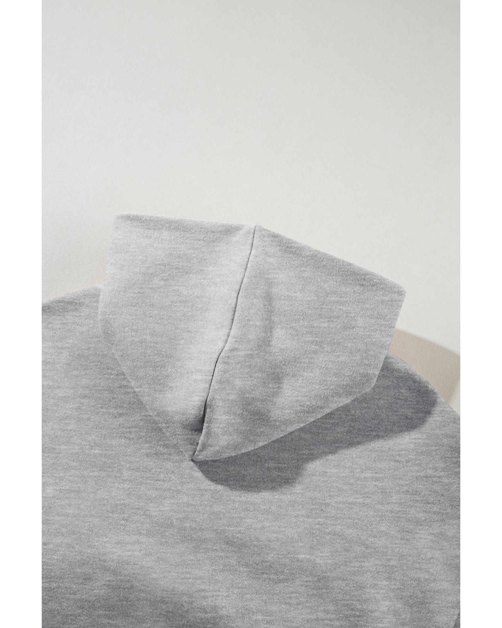 V539-AZEXDC2611672-P11-S-202506131535-00 Gray Solid Exposed Seams Hoodie and Joggers Activewear Set - S - Image 1