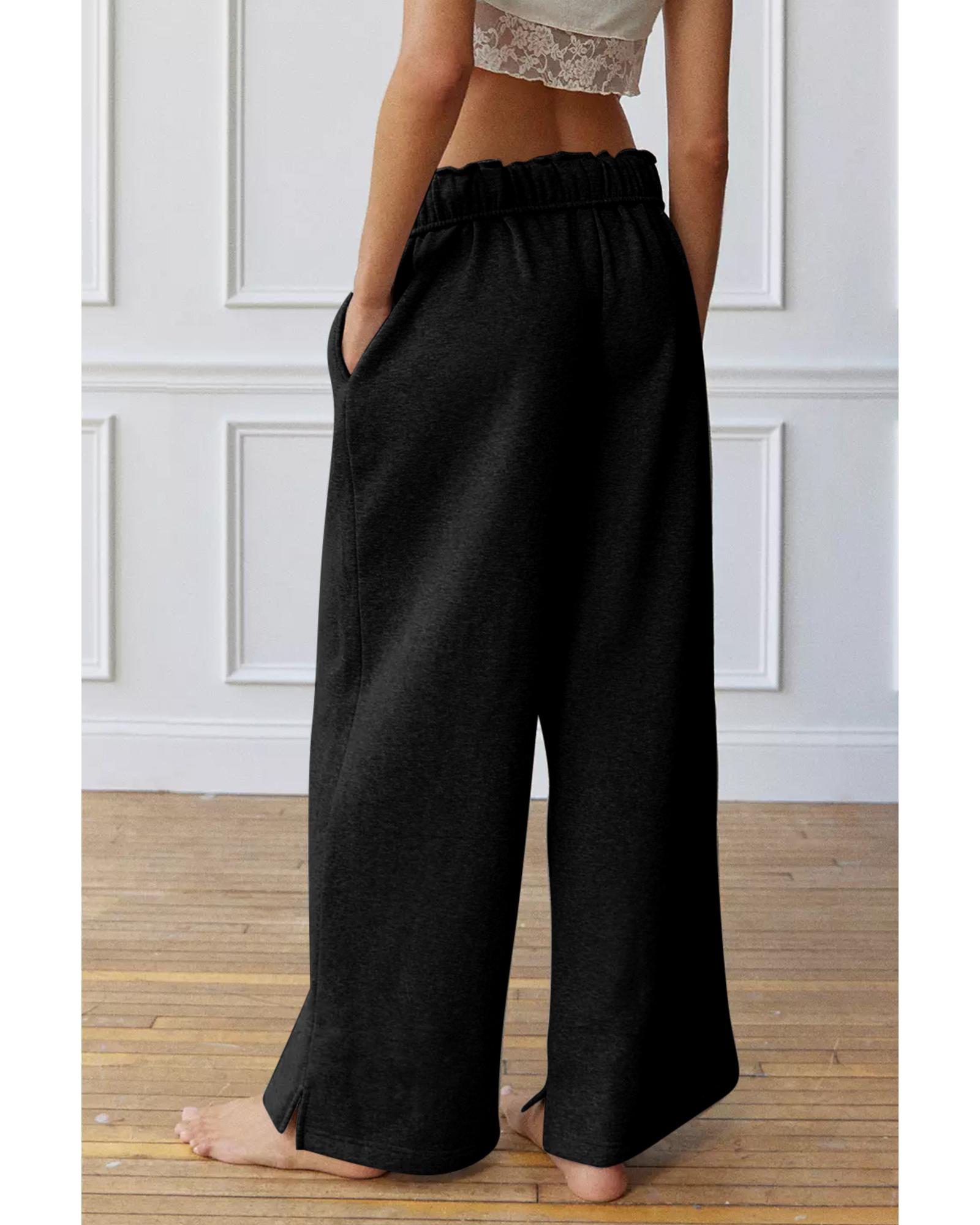V539-AZEXDC265570-P2-M-202508271535-00 Black Elastic High Waist Drawstring Sweatpants - M - Image 1