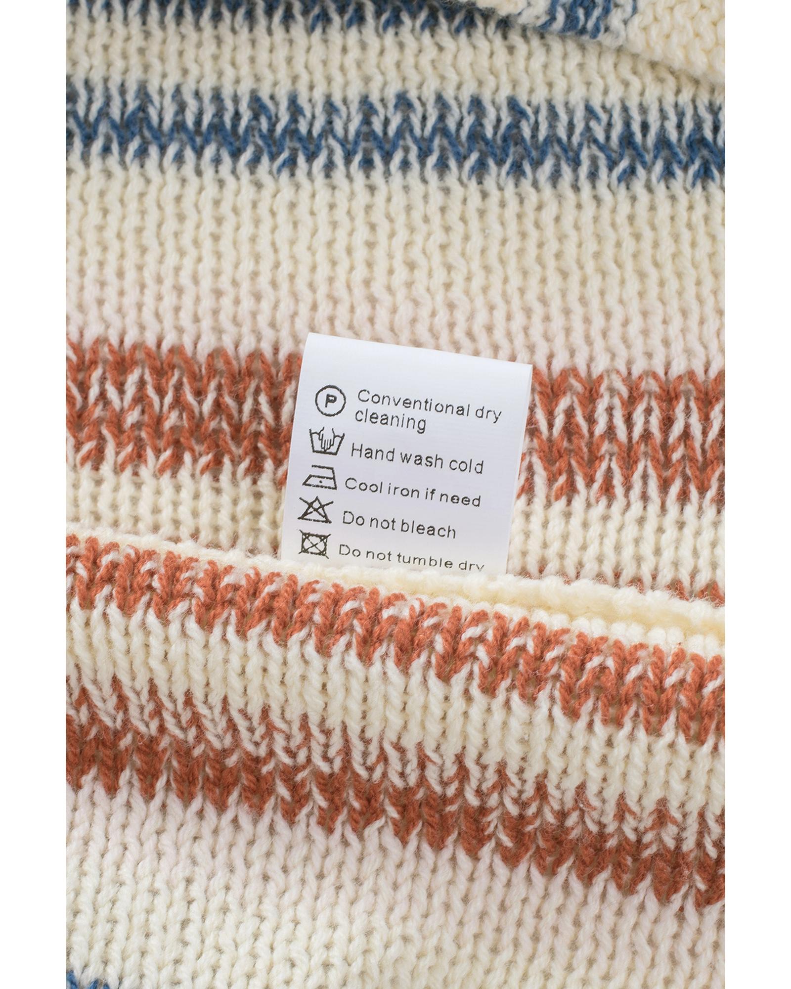 V539-AZEXDC2722211-22-2XL-202508292245-00 Multicolor Striped Knit Kangaroo Pocket Hooded Sweater - 2XL - Image 1