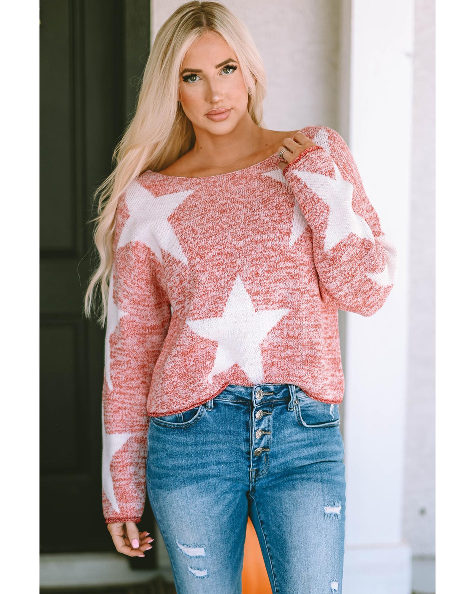 V539-AZEXDC2723061-3-XL-202508300005-00 Big Star Spangled Casual Knit Sweater - XL - Image 1