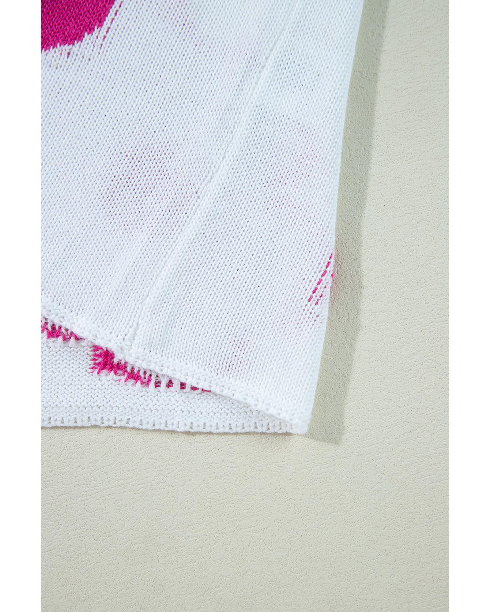 V539-AZEXDC2725158-P1-M-202508291430-00 White Floral Print Buttoned Loose Lightweight Sweater - M - Image 1