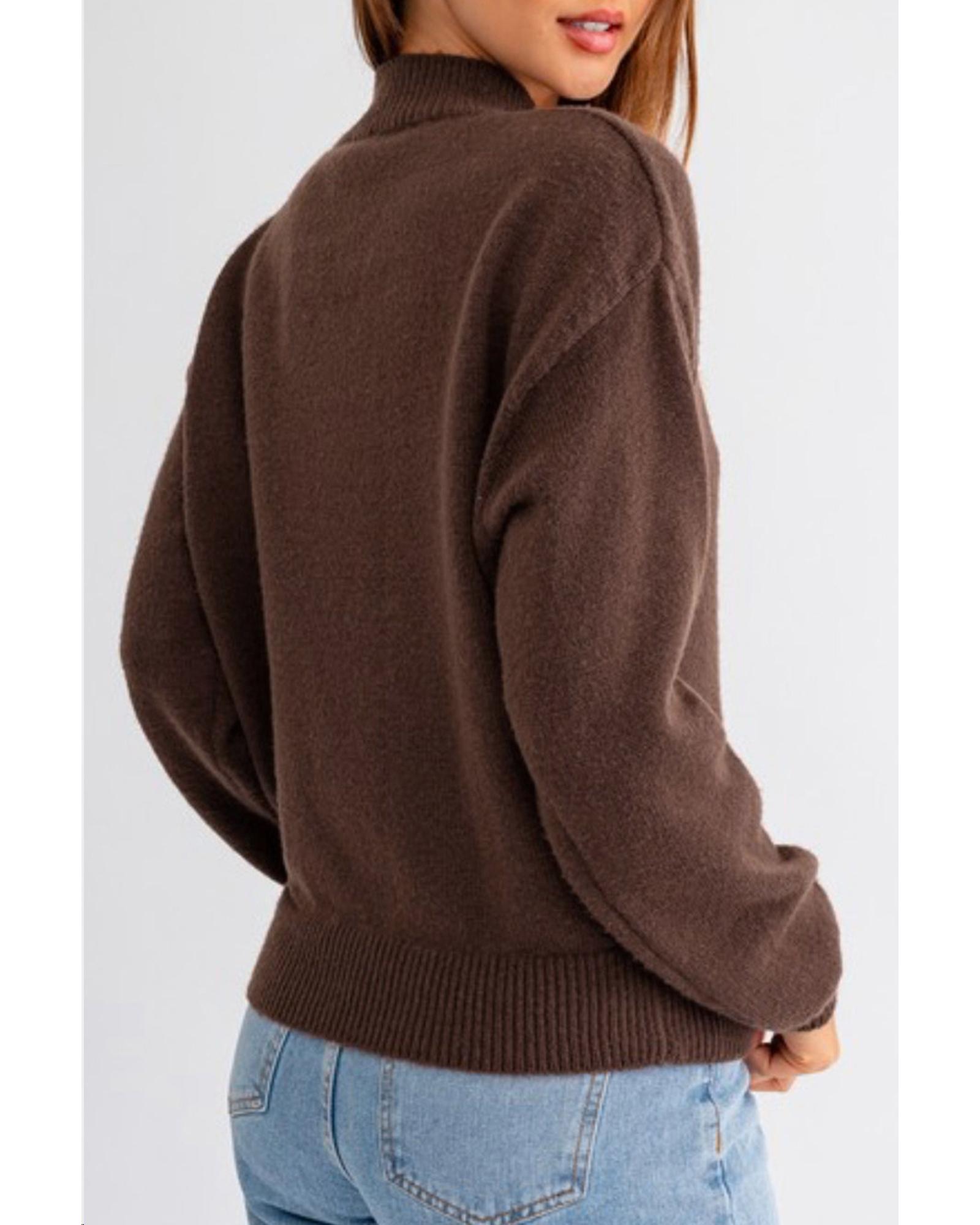 V539-AZEXDC2725523-P1017-XL-202508282155-00 Coffee Western Howdy Boot Graphic High Neck Sweater - XL - Image 1