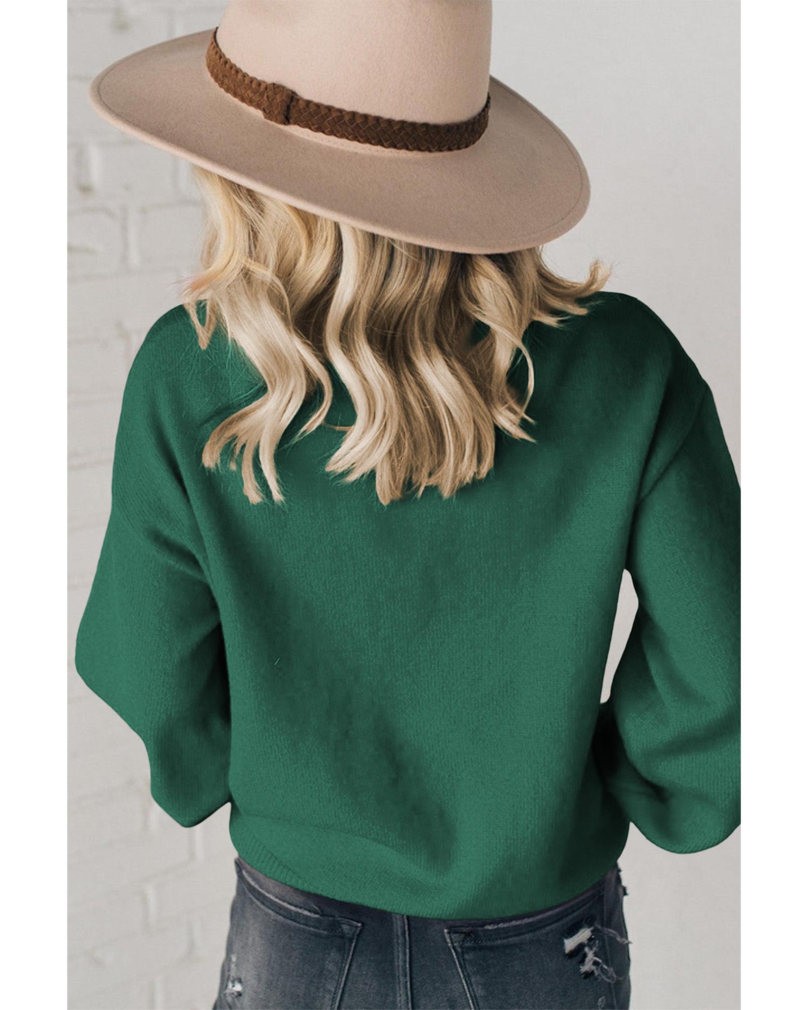 V539-AZEXDC2725588-P309-2XL-202508281520-00 Blackish Green Pearl Beaded Merry Casual Sweater - 2XL - Image 1
