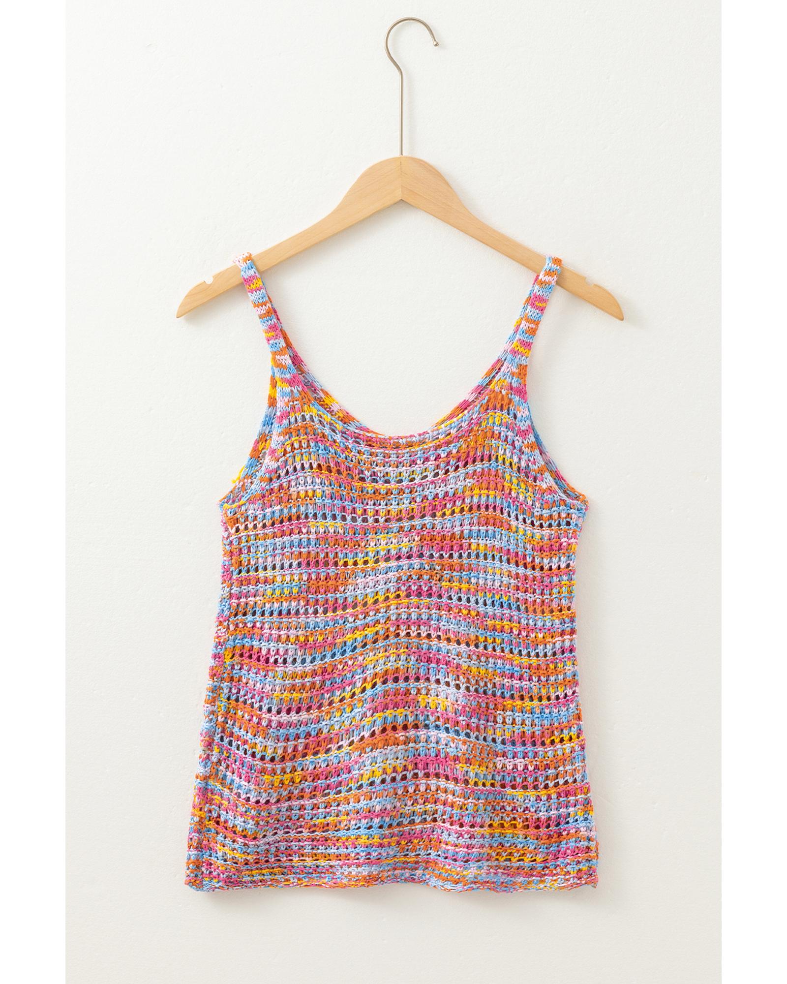 V539-AZEXDC276624-P1022-XL-202508291755-00 Pink Color Contrast Crochet Loose Fit Sweater Vest - XL - Image 1