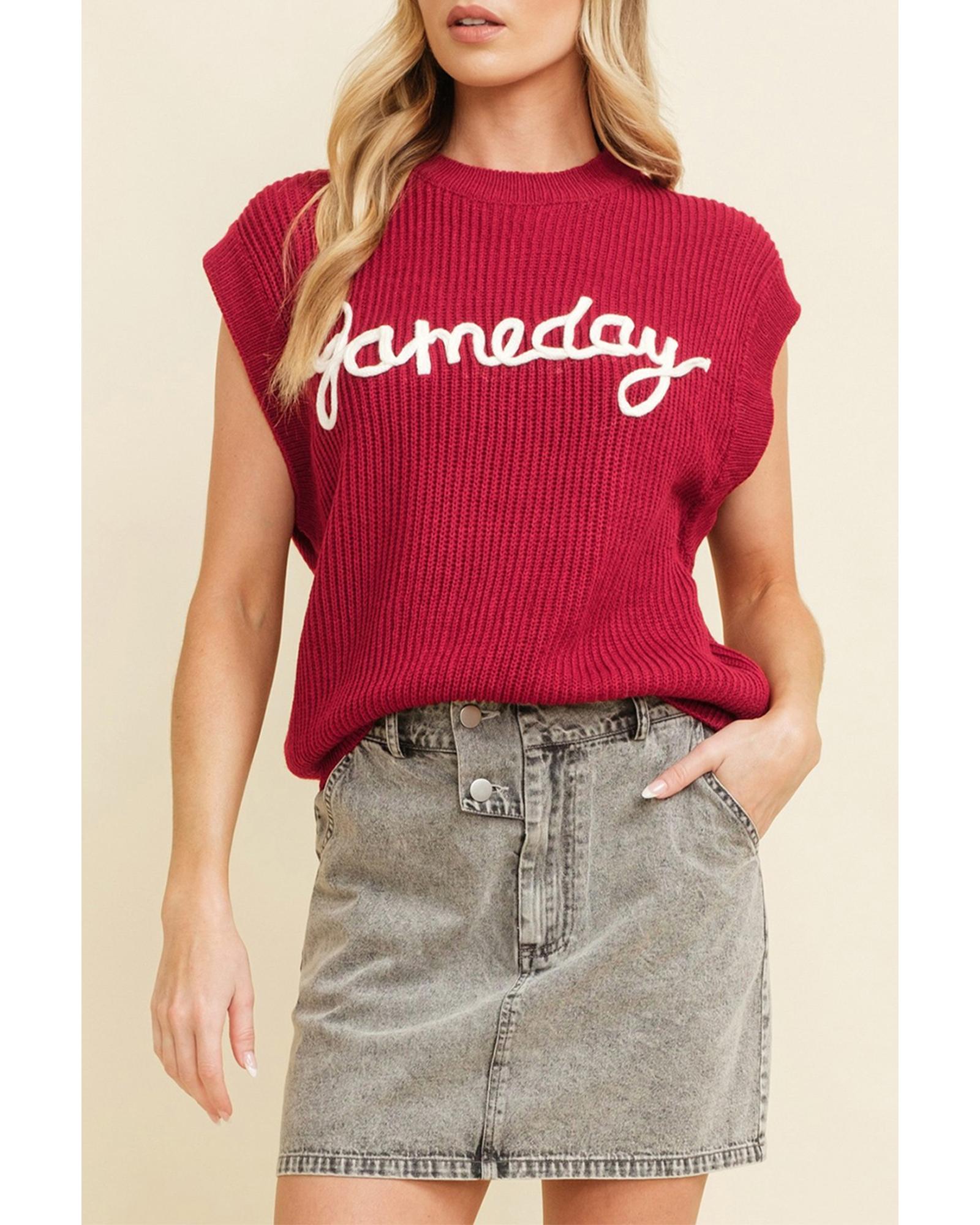 V539-AZEXDC277483-P603-2XL-202508280520-00 Racing Red Game Day Rugby Football Season Sweater Vest - 2XL - Image 1